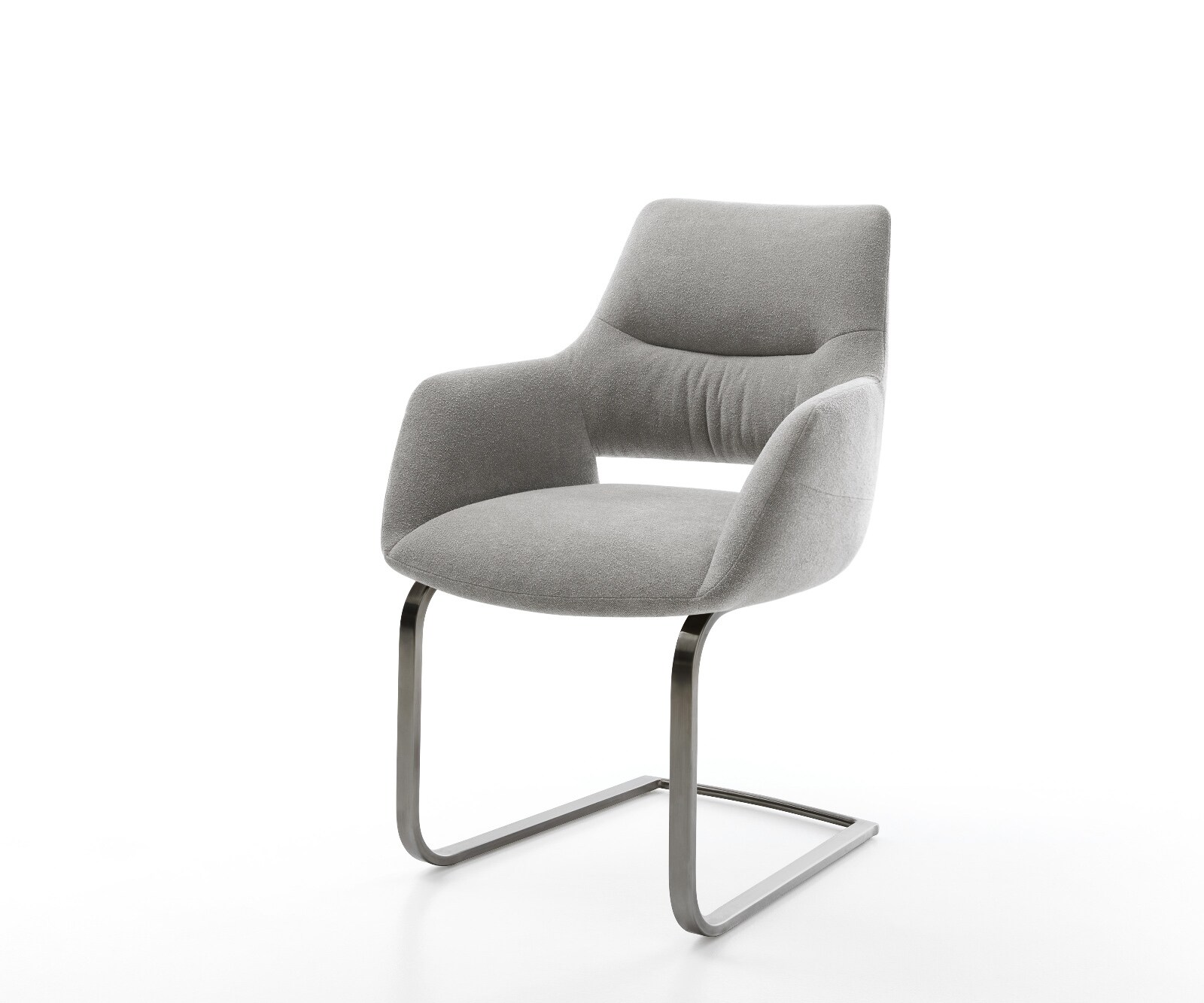 Cantilever Yago-Flex avec accoudoirs tissu structuré doux gris pied cantilever plat grafiete resorts ensachés