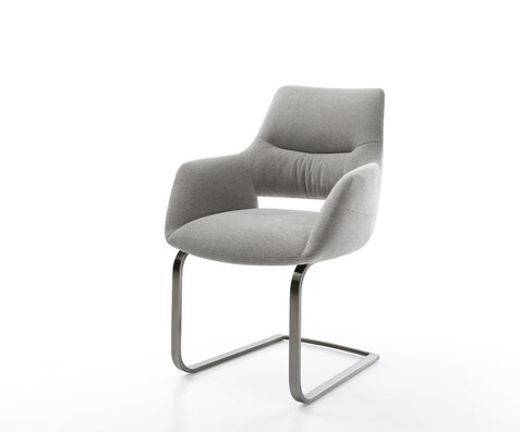 Cantilever Yago-Flex avec accoudoirs tissu structuré doux gris pied cantilever plat grafiete resorts ensachés