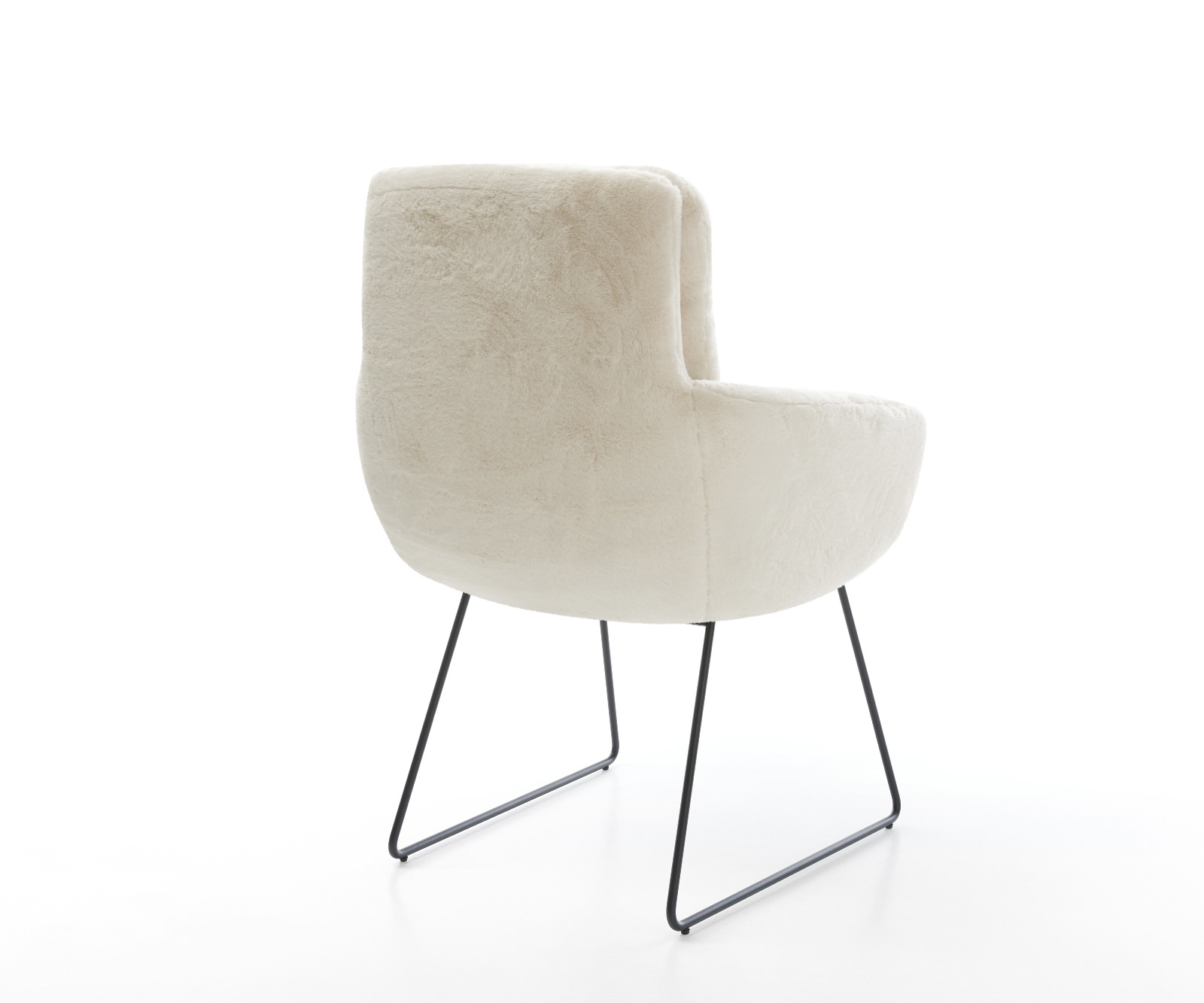 Chaise-de-salle-à-manger Abelia-Flex avec accoudoirs peluche crème-blanc pied trapèze noir 5