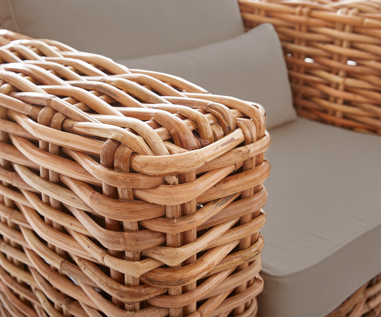 Fauteuil-Lounge Nizza rotin naturel avec coussins marron 5