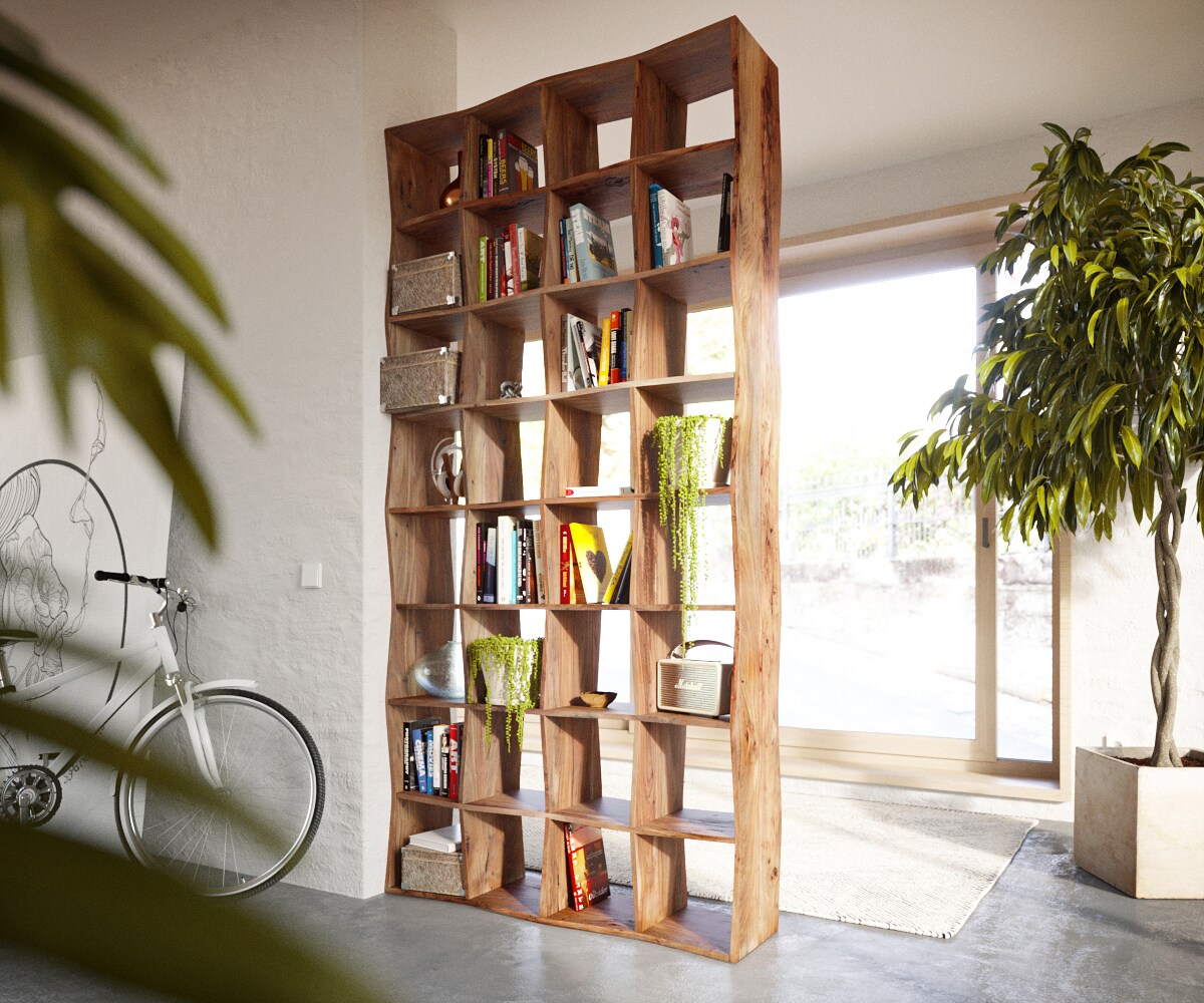 Bücherregal Live-Edge 240x120 cm Akazie Natur Massivholz 5