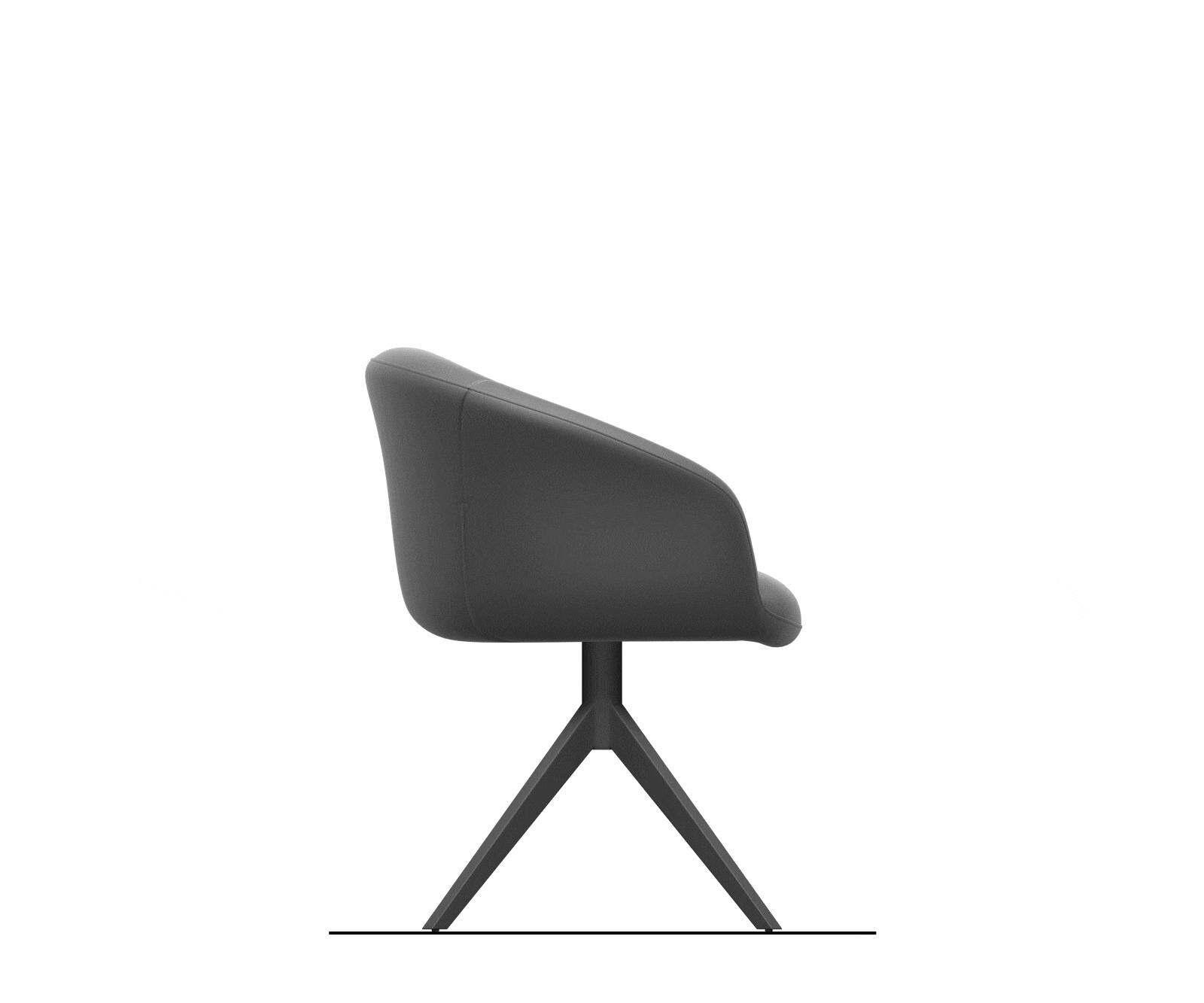 Chaise-pivotante Vinka-Flex avec accoudoirs bouclé doux couleur boue pied croisé large grafiete pivotement sur 360° fonction bascule resorts ensachés 9