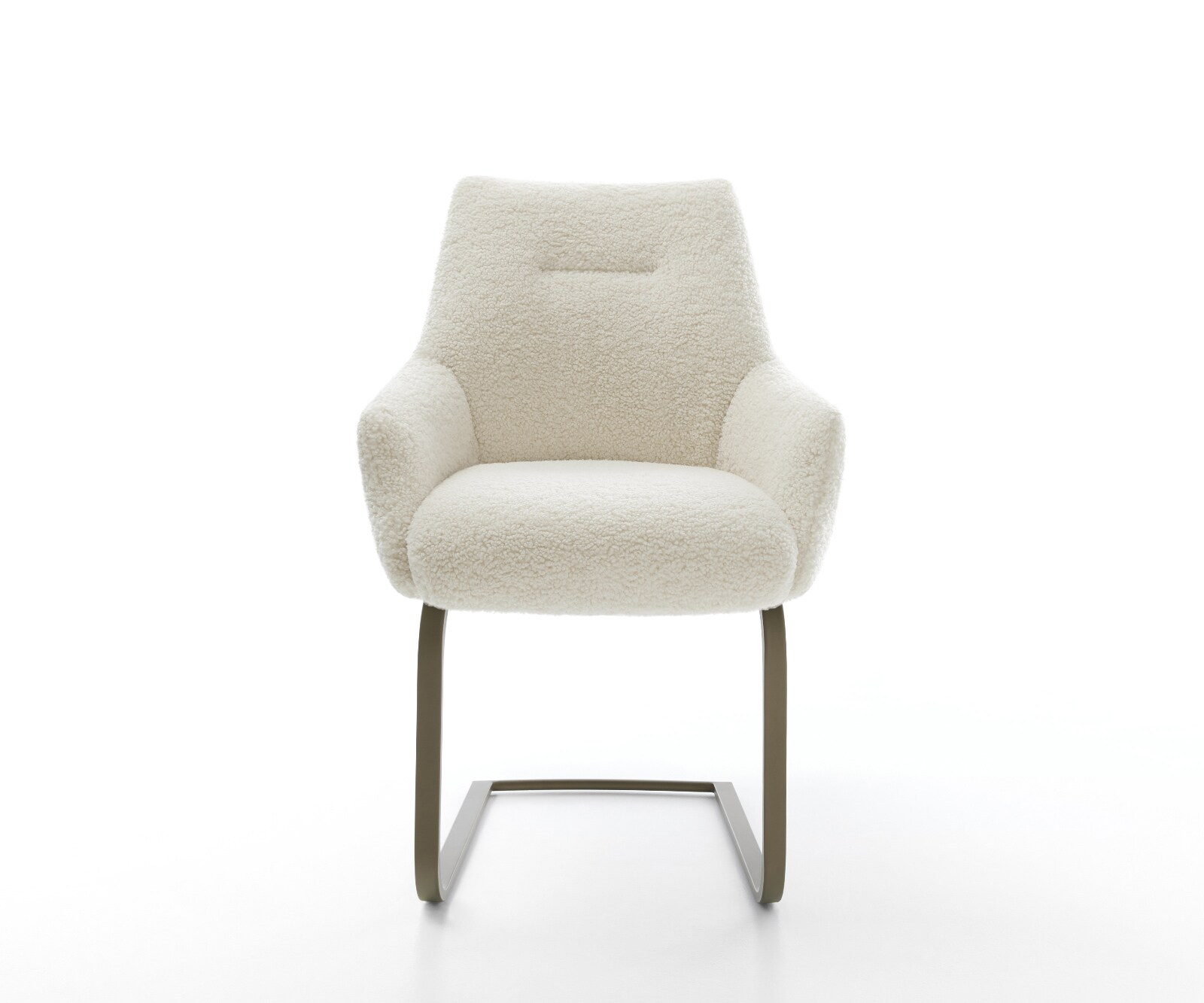 Freischwinger Alja-Flex mit Armlehnen Teddystoff Beige Freischwinger flach Effektfinish Titan Taschenfederkern 1