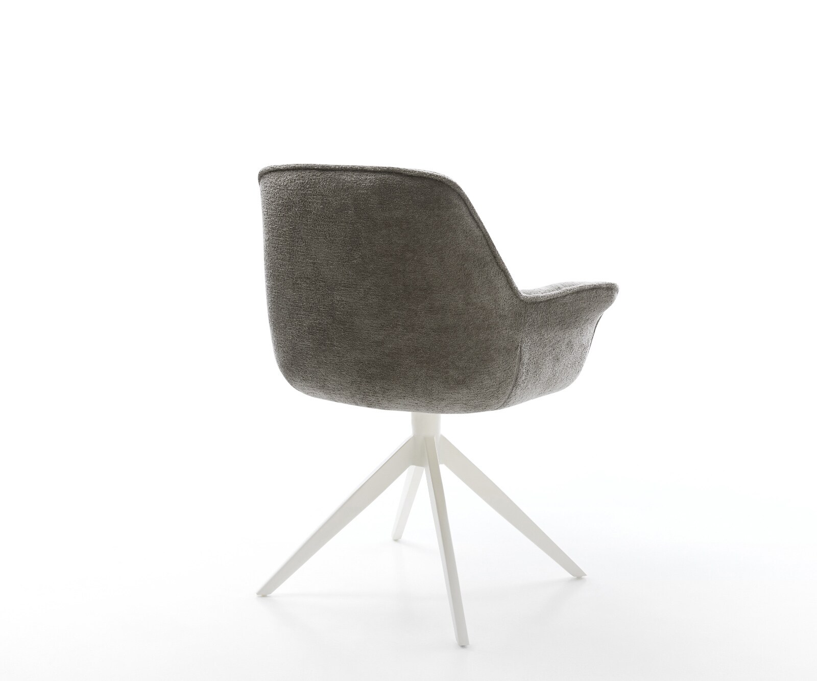 Drehstuhl Kaira-Flex Bouclé Soft Schlamm Kreuzgestell breit Weiß 360° drehbar Wippfunktion 5