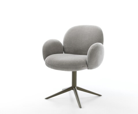 Drehstuhl Nube-Flex mit Armlehnen Strukturstoff Soft Grau Fußkreuz Effektfinish Titan 360° drehbar Wippfunktion Taschenfederkern