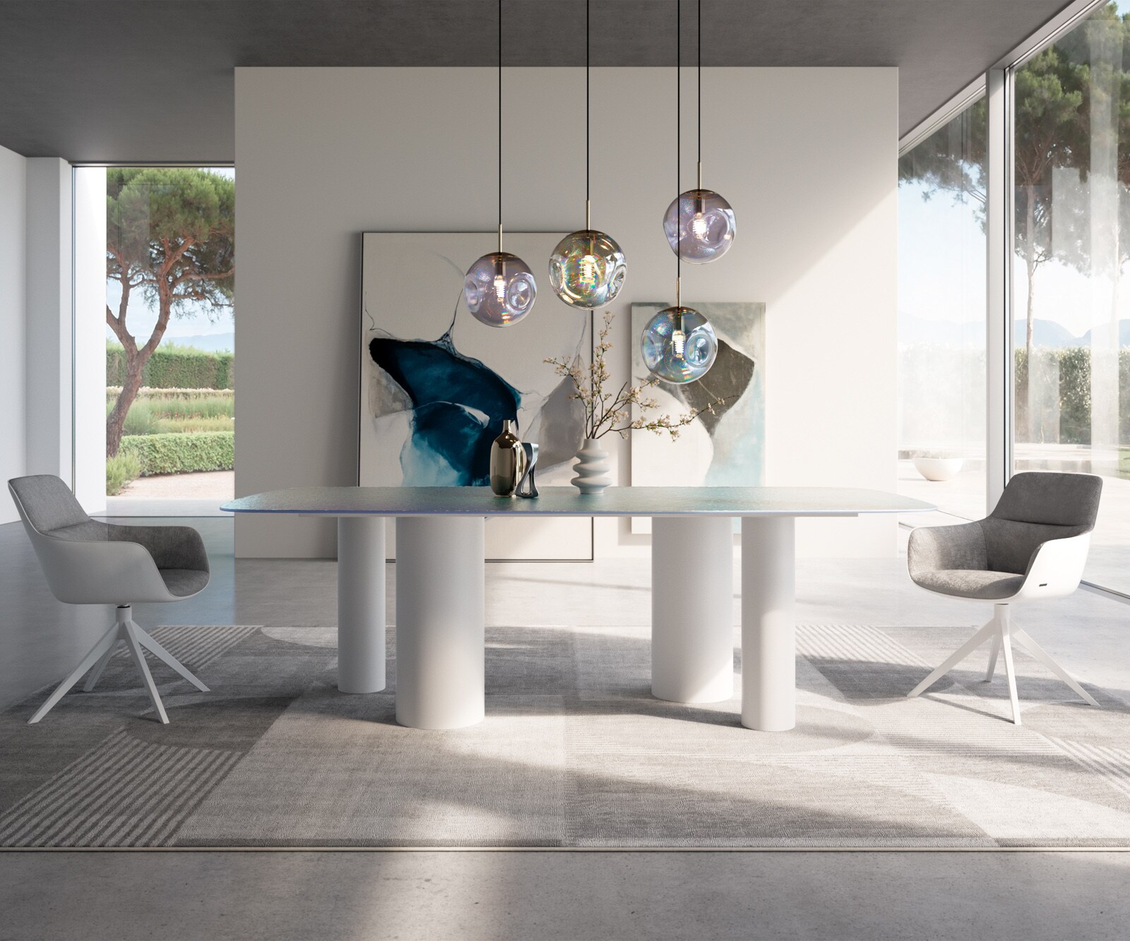 Cadre-de-table Pilier métal blanc pour plateaux à partir de 200 cm 1