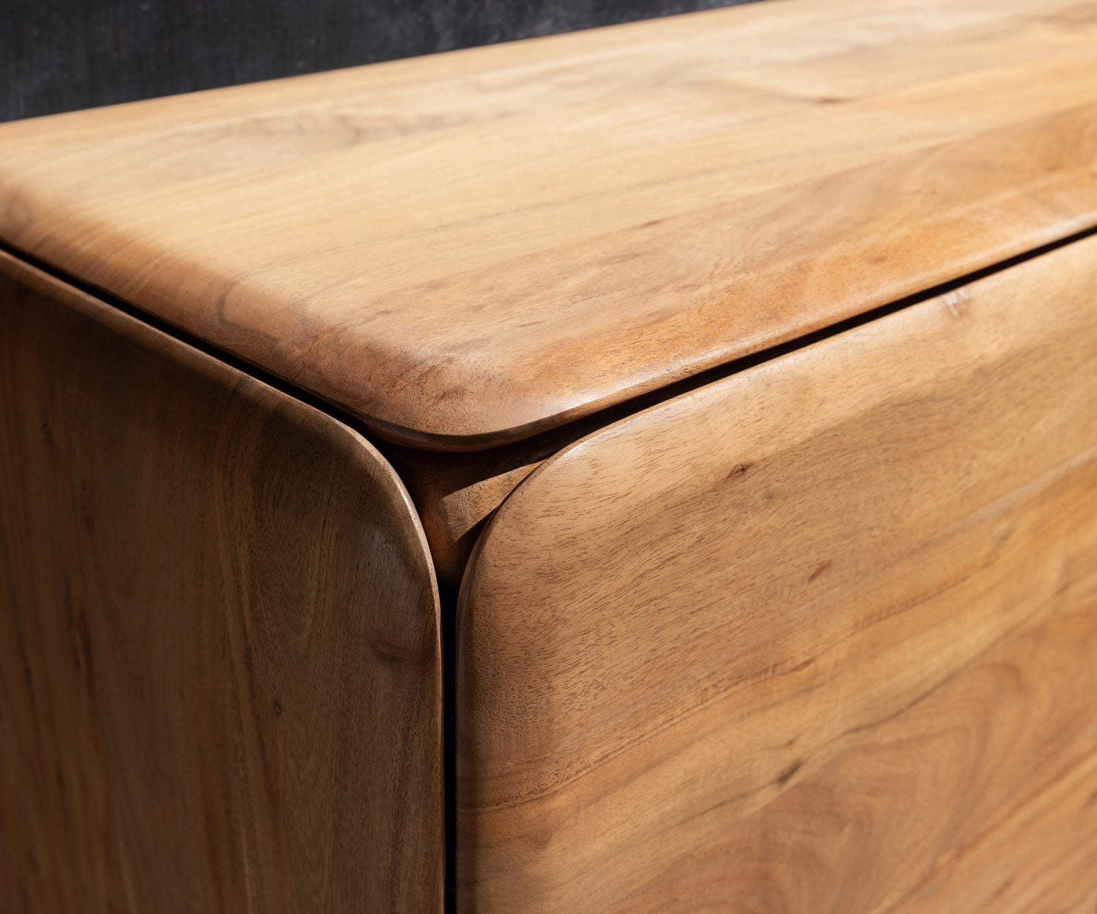 Sideboard Shavani 175 cm Akazie Natur 2 Türen 3 Schubladen Rundfuß Metall Schwarz 4 Sideboard Shavani 175 cm Akazie Natur 2 Türen 3 Schubladen Rundfuß Metall Schwarz 4