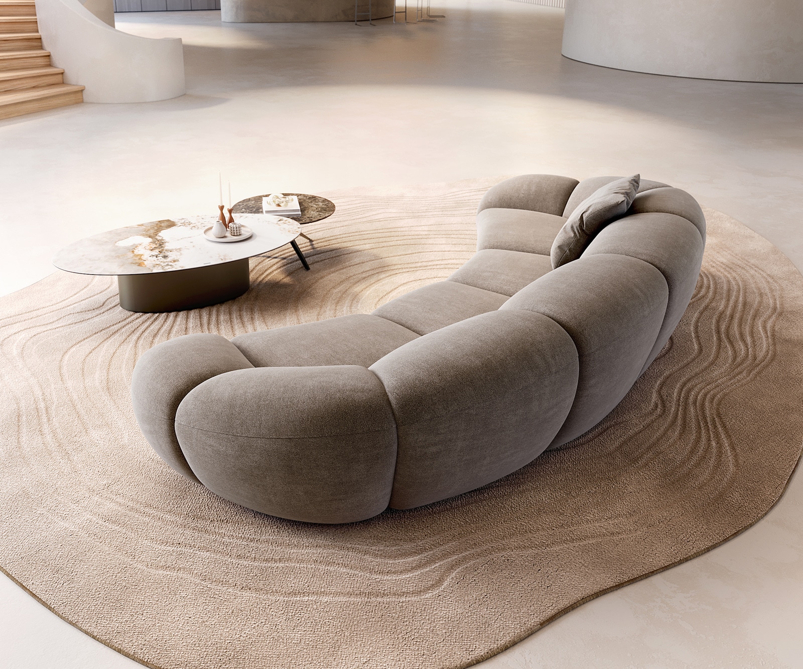 Big-Sofa Lunna 360x175 cm Strukturstoff Soft Taupe 2 Kissen 4 Big-Sofa Lunna 360x175 cm Strukturstoff Soft Taupe 2 Kissen 4