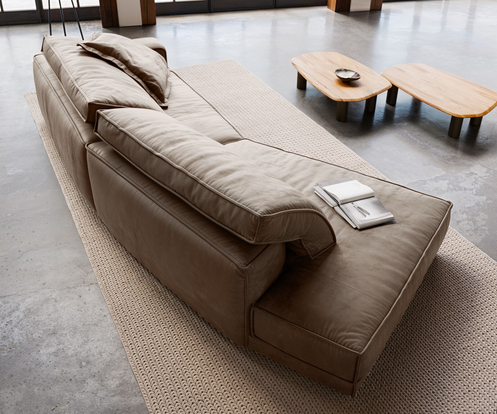 Big-Sofa Snoosh 400x150 cm Mikrofaser Schlamm Vintage Recamiere links 3