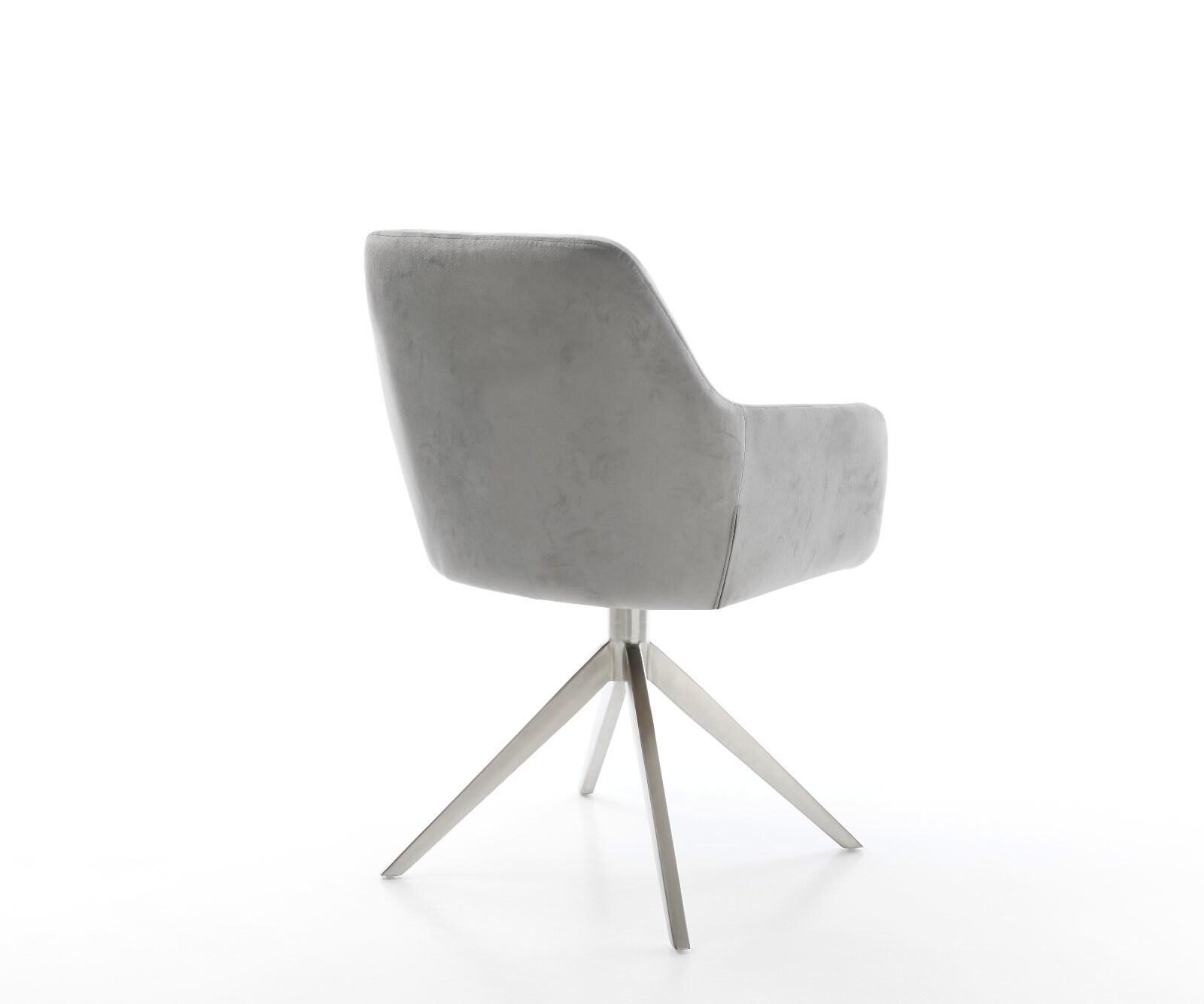 Chaise-pivotante Pejo-Flex velours gris pied croisé large acier inoxydable brossé pivotement sur 360° fonction bascule ressorts ensachés 4