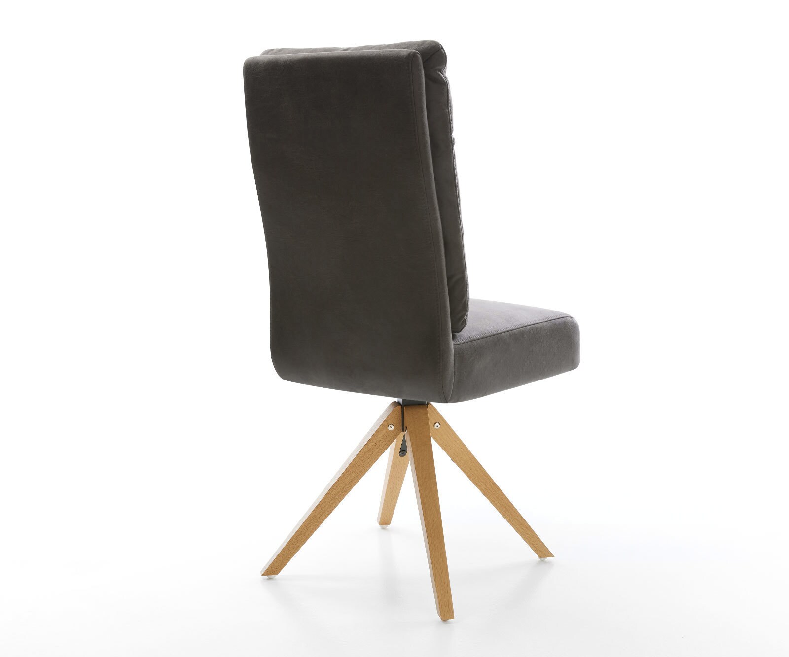 Chaise-de-salle-à-manger Pela-Flex microvelours anthracite vintage pied en bois angulaire naturel ressorts ensachés 5