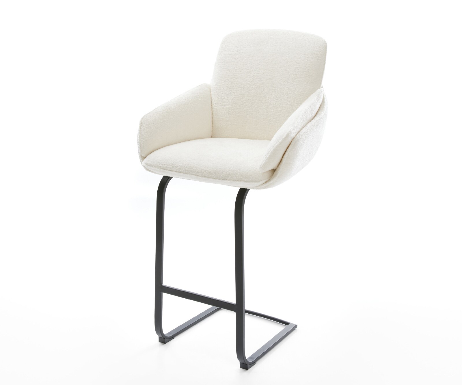 Barstuhl Luan-Flex Bouclé Soft Beige Freischwinger Flach Metall Schwarz 1