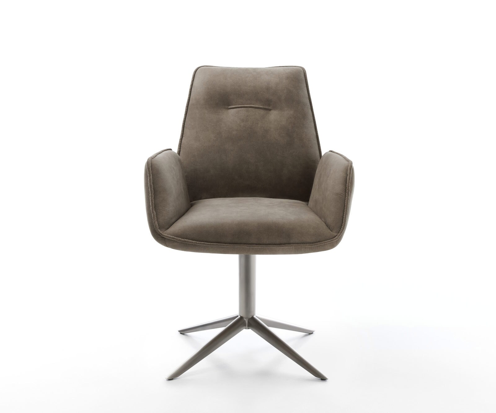 Chaise-pivotante Zoa-Flex microvelours taupe vintage pied de chaise 4 branches grafiete pivotement sur 360° fonction bascule ressorts ensachés 1