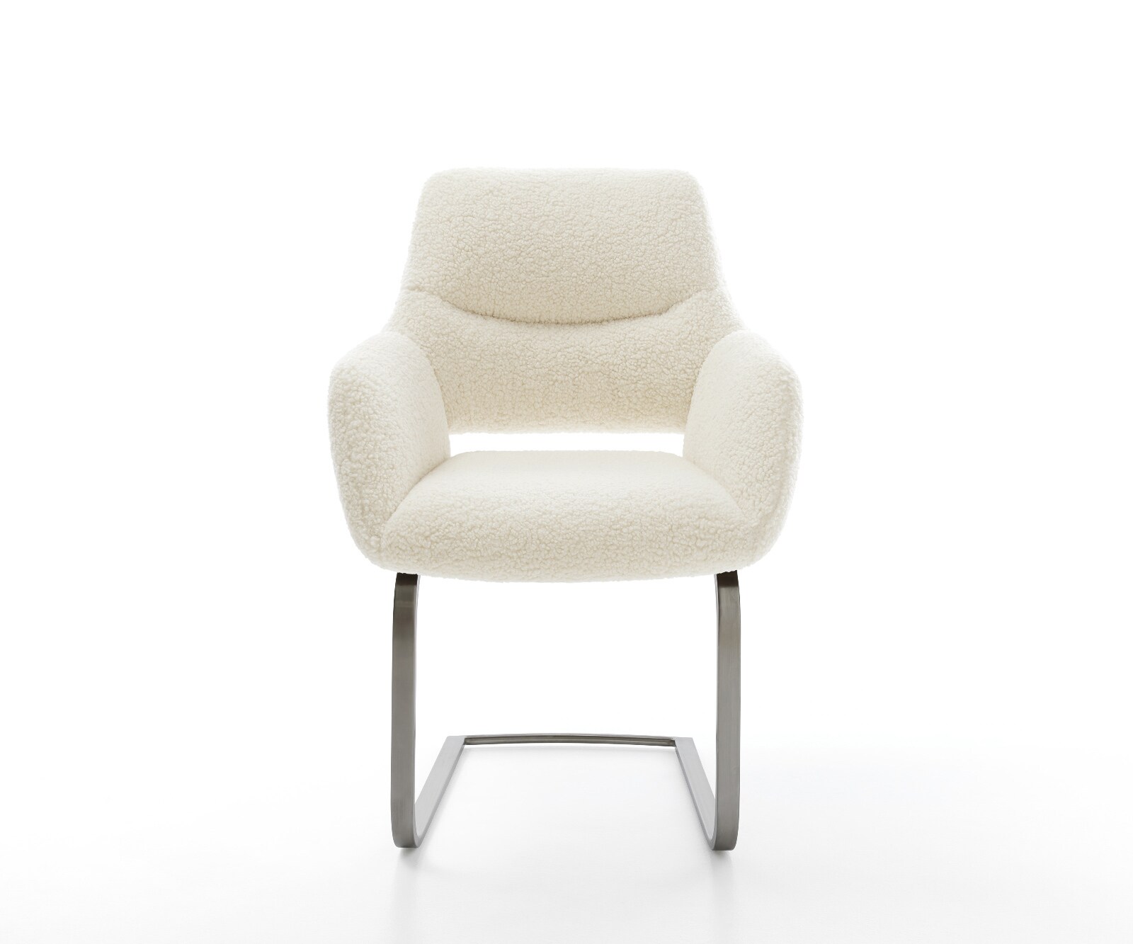 Freischwinger Yago-Flex mit Armlehnen Teddystoff Beige Freischwinger flach Graphit Taschenfederkern 2