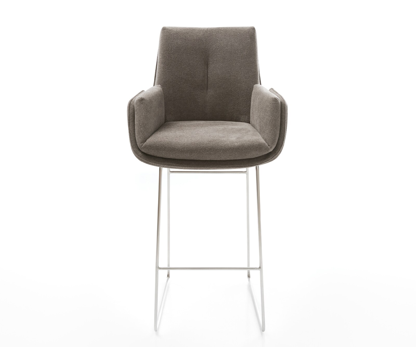 Barstuhl Clea-Flex Strukturstoff Soft Taupe Kufengestell Edelstahl Silberfarben 1
