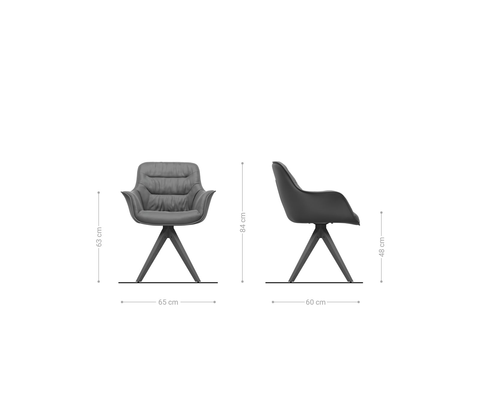 Drehstuhl Kaira-Flex Bouclé Soft Schlamm Holzgestell kantig Natur 180° drehbar 6
