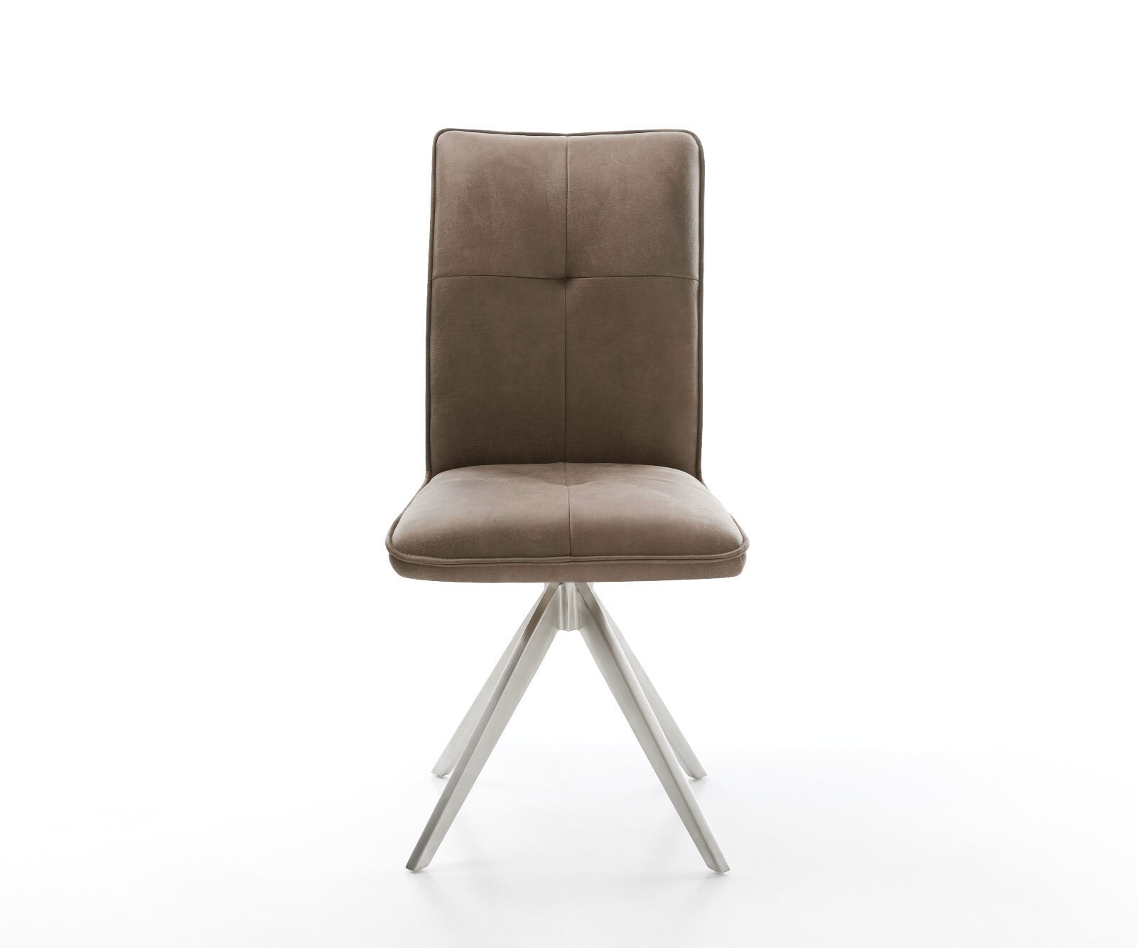Esszimmerstuhl Maddy-Flex Mikrofaser Taupe Vintage Kreuzgestell kantig Edelstahl 1