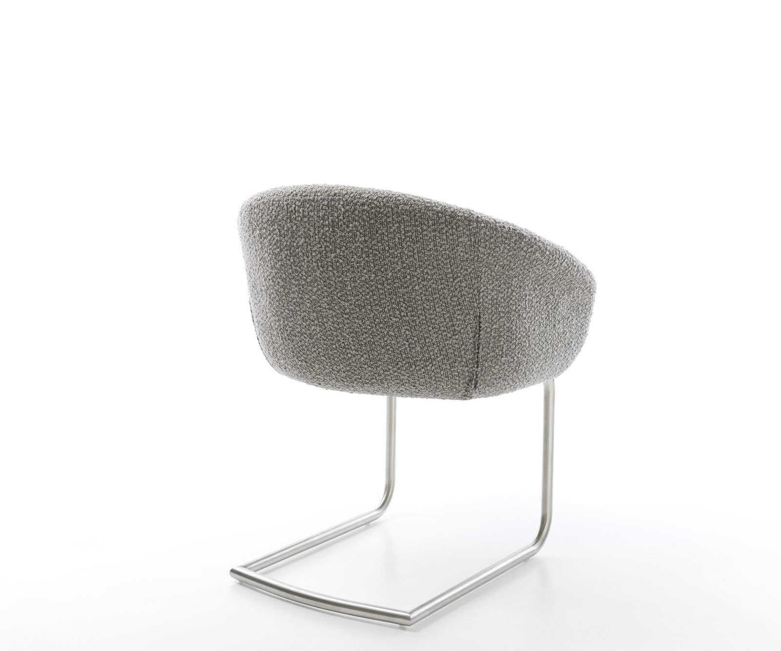 Cantilever Vinka-Flex avec accoudoirs bouclé gris argenté pied cantilever rond acier inoxydable brossé ressorts ensachés 4