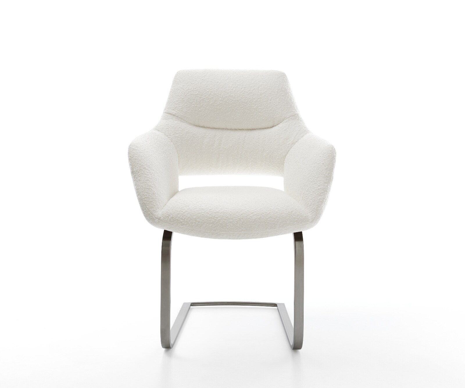 Cantilever Yago-Flex avec accoudoirs bouclé crème-blanc pied cantilever plat grafiete ressorts ensachés 5