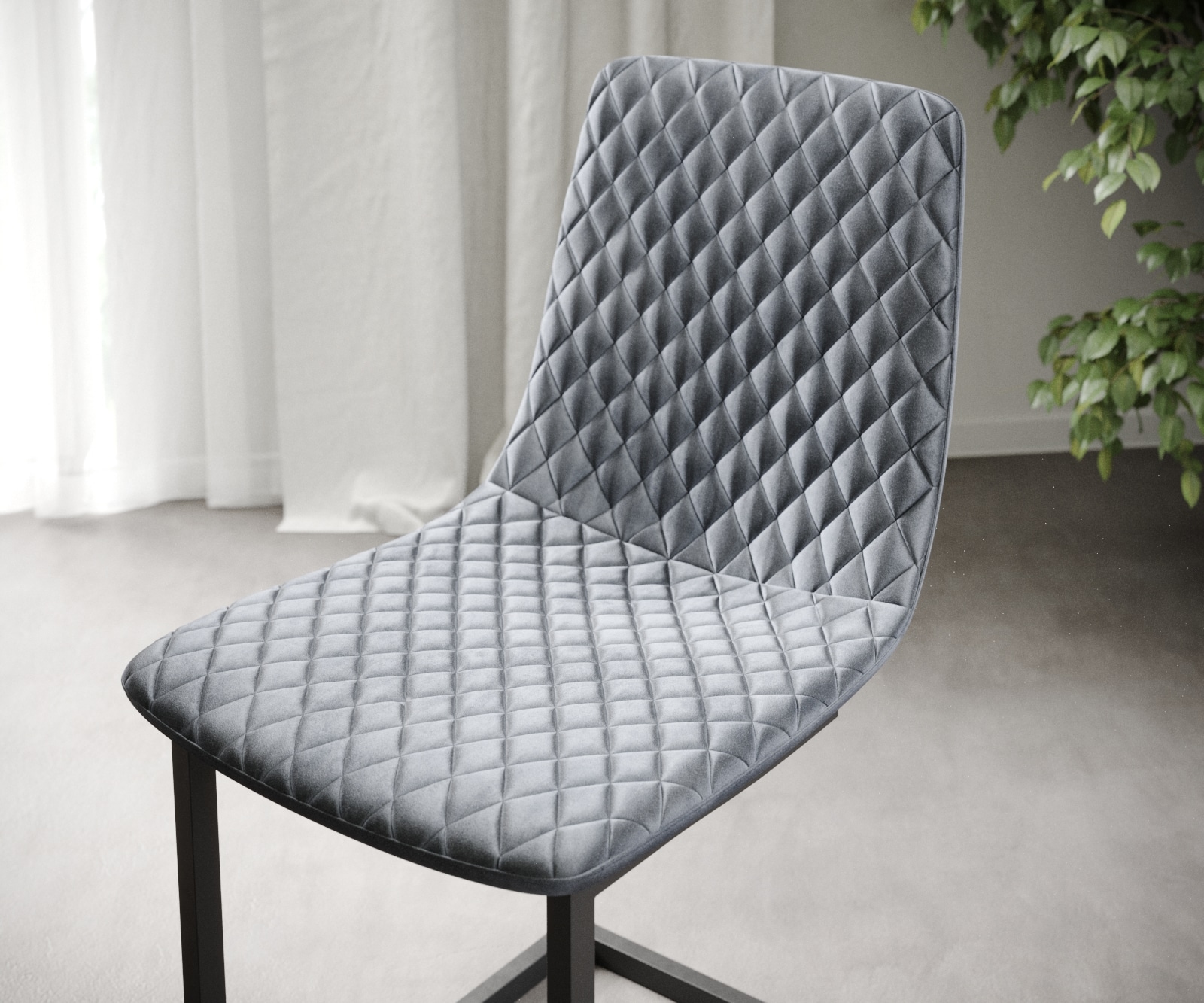 4-er-Set-Esszimmerstuhl Novi-Adesso Grau Samt Freischwinger 3 4-er-Set-Esszimmerstuhl Novi-Adesso Grau Samt Freischwinger 3