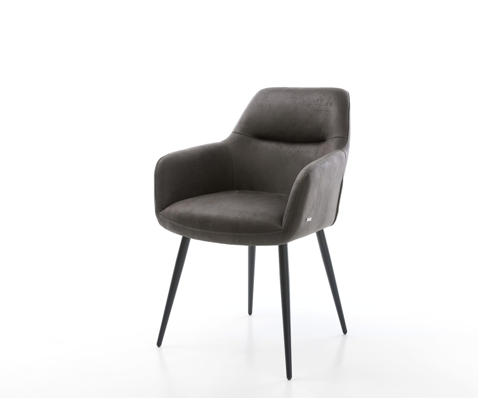 Chaise-de-salle-à-manger Pejo-Flex microvelours anthracite vintage 4 pieds coniques noir ressorts ensachés 1