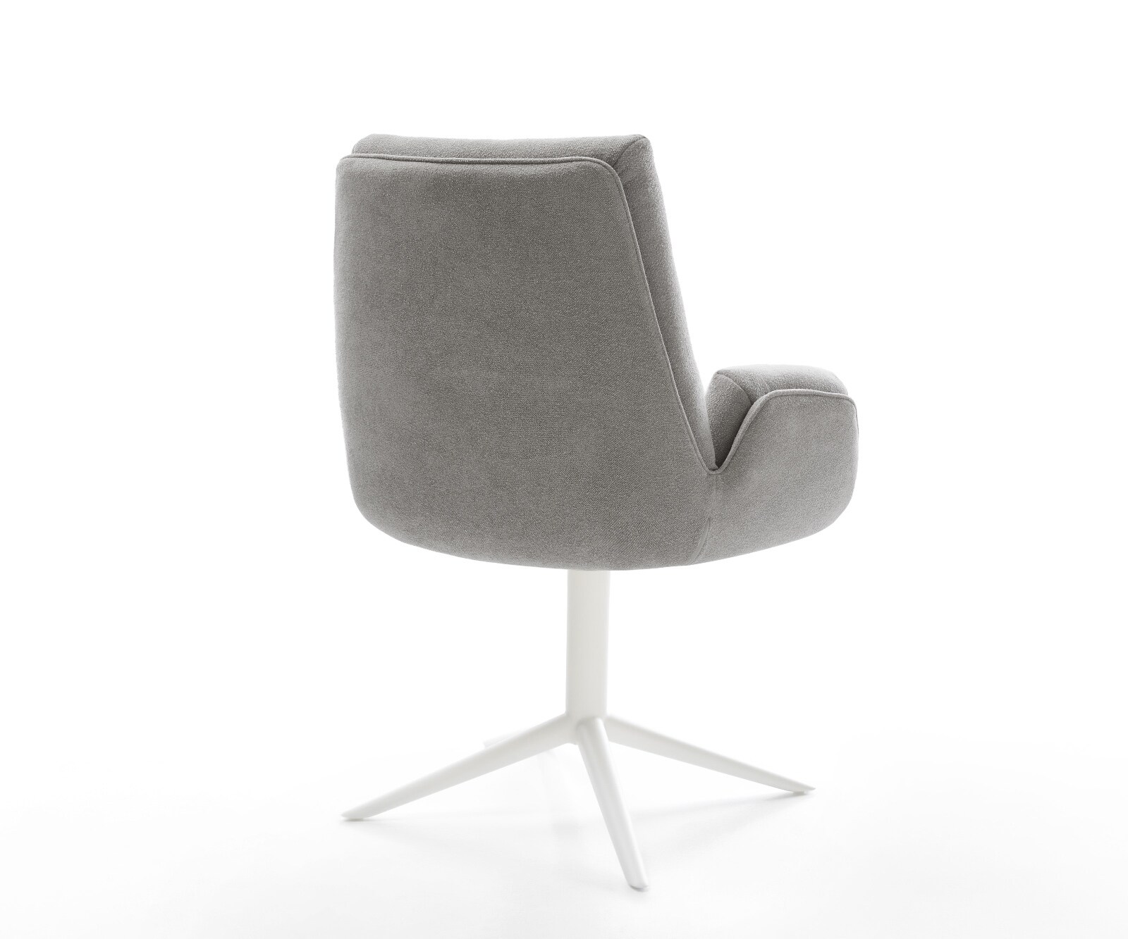 Chaise-pivotante Clea-Flex tissu structuré doux gris pied de chaise 4 branches blanc pivotement sur 360° fonction bascule 4