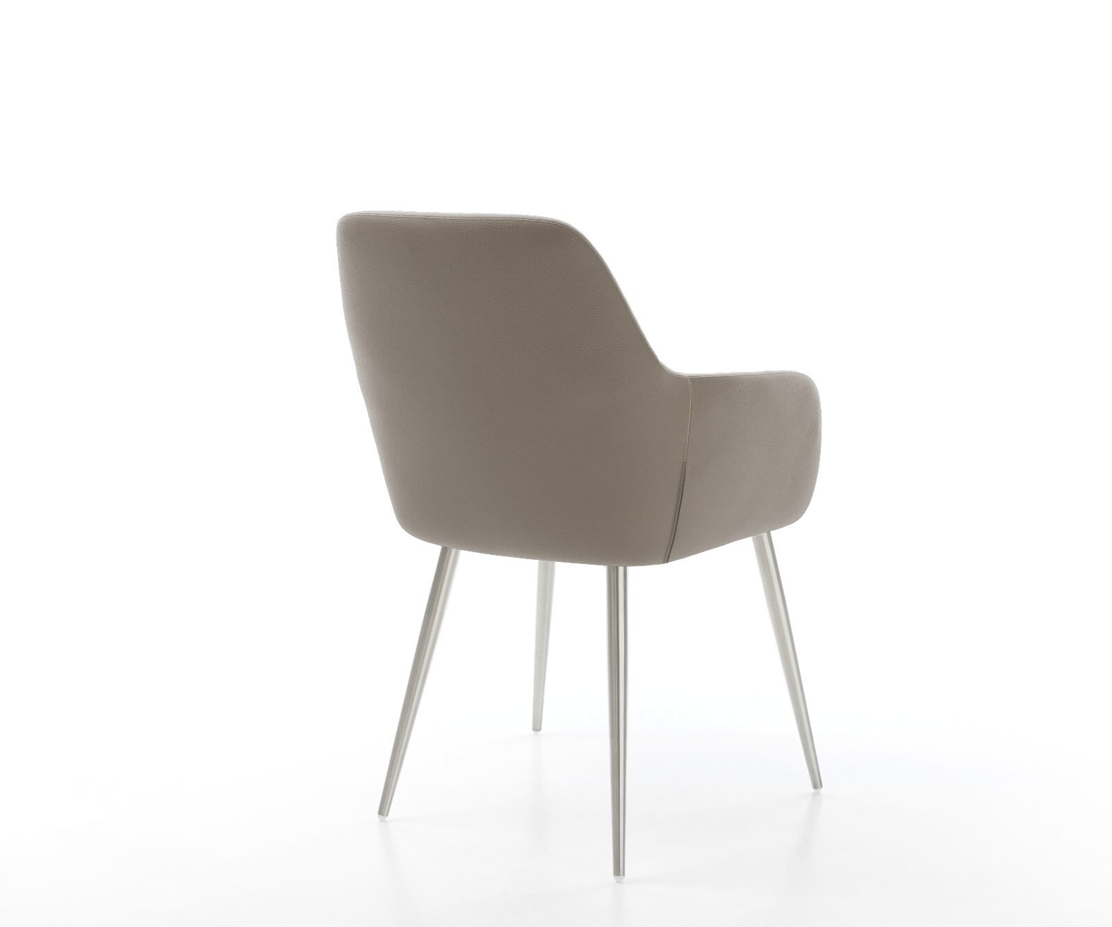 Chaise-de-salle-à-manger Pejo-Flex cuir de vache couleur boue 4 pieds coniques acier inoxydable brossé ressorts ensachés 4