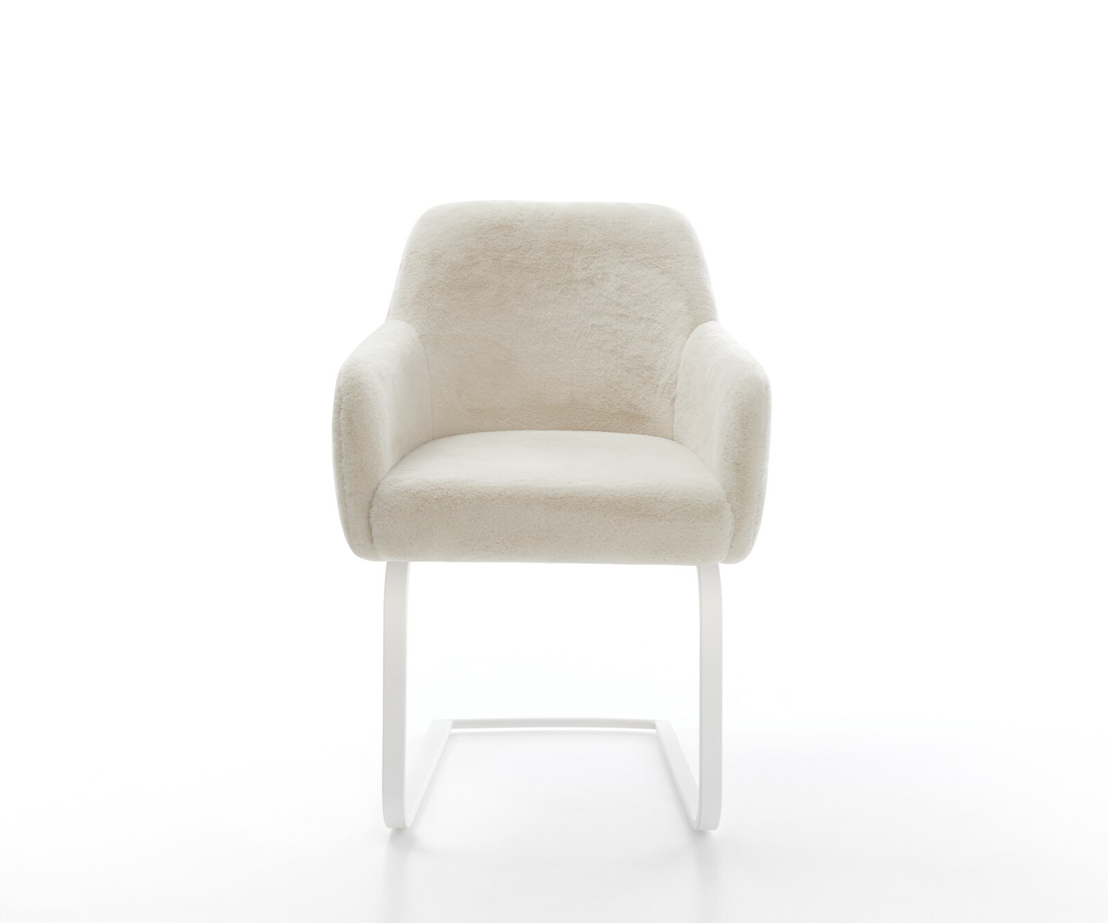 Freischwinger Greg-Flex Plüsch Creme-Weiß Freischwinger flach Weiß Taschenfederkern 1