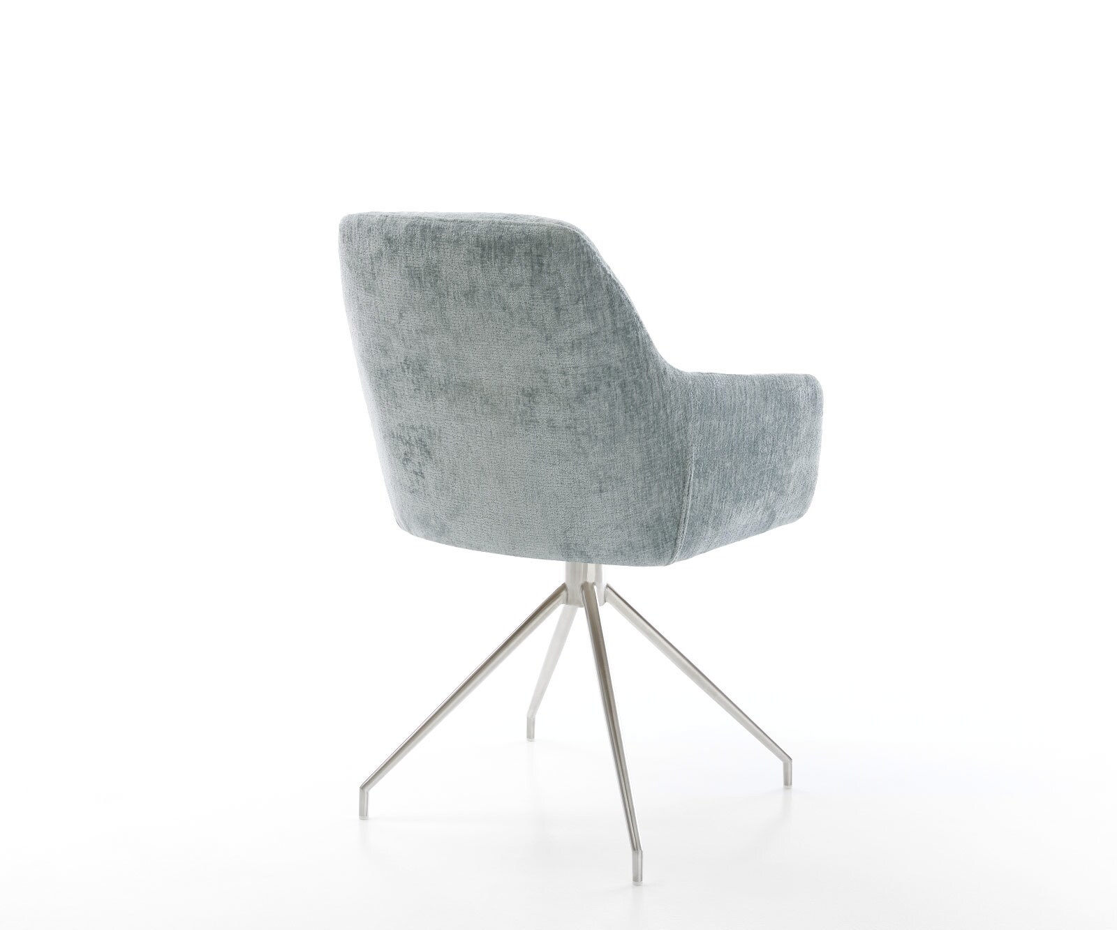 Drehstuhl Pejo-Flex Chenille Pastellblau Kreuzgestell konisch Edelstahl 180° drehbar Taschenfederkern 5