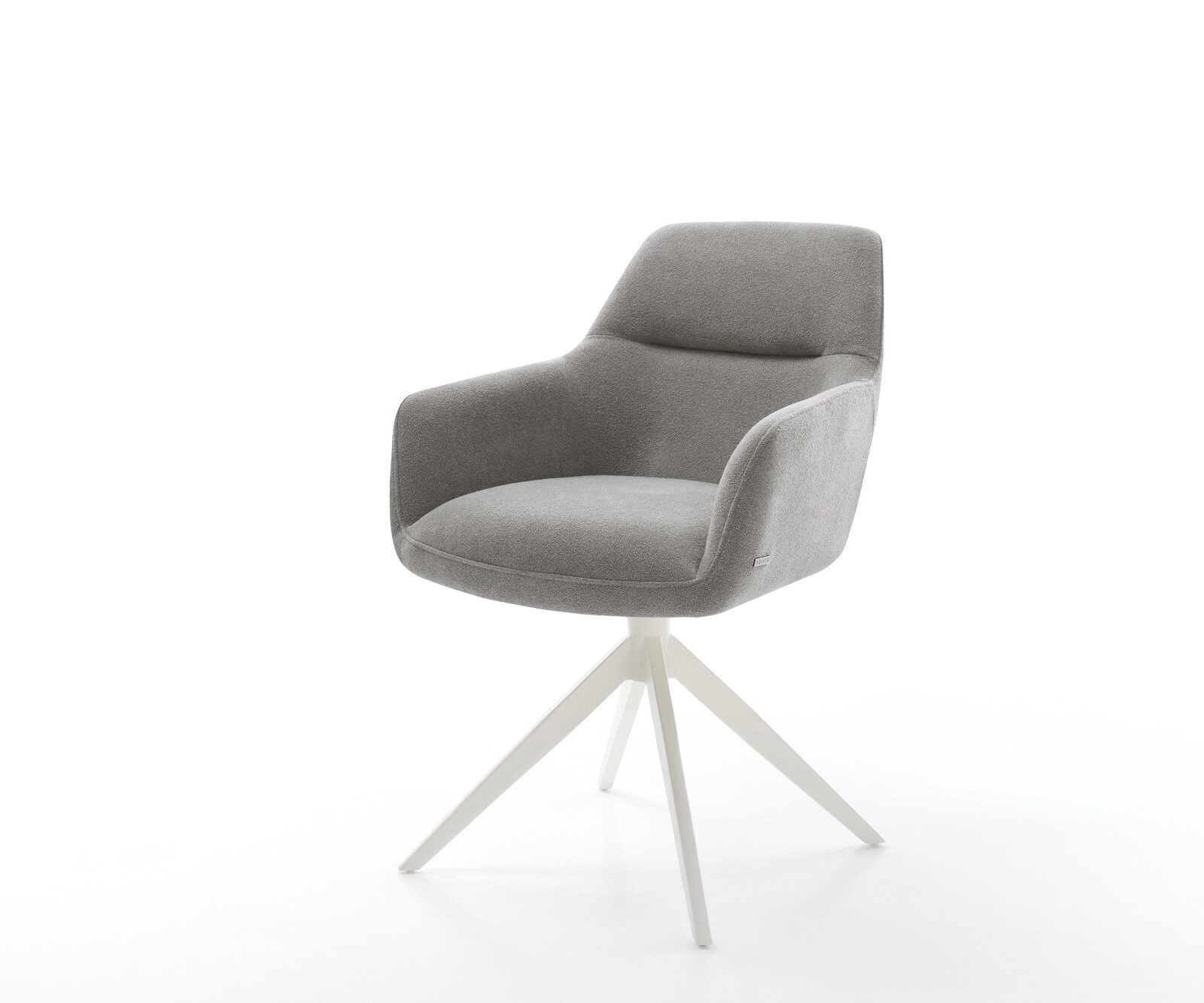Drehstuhl Pejo-Flex Strukturstoff Soft Grau Kreuzgestell breit Weiß 360° drehbar Wippfunktion Taschenfederkern 1