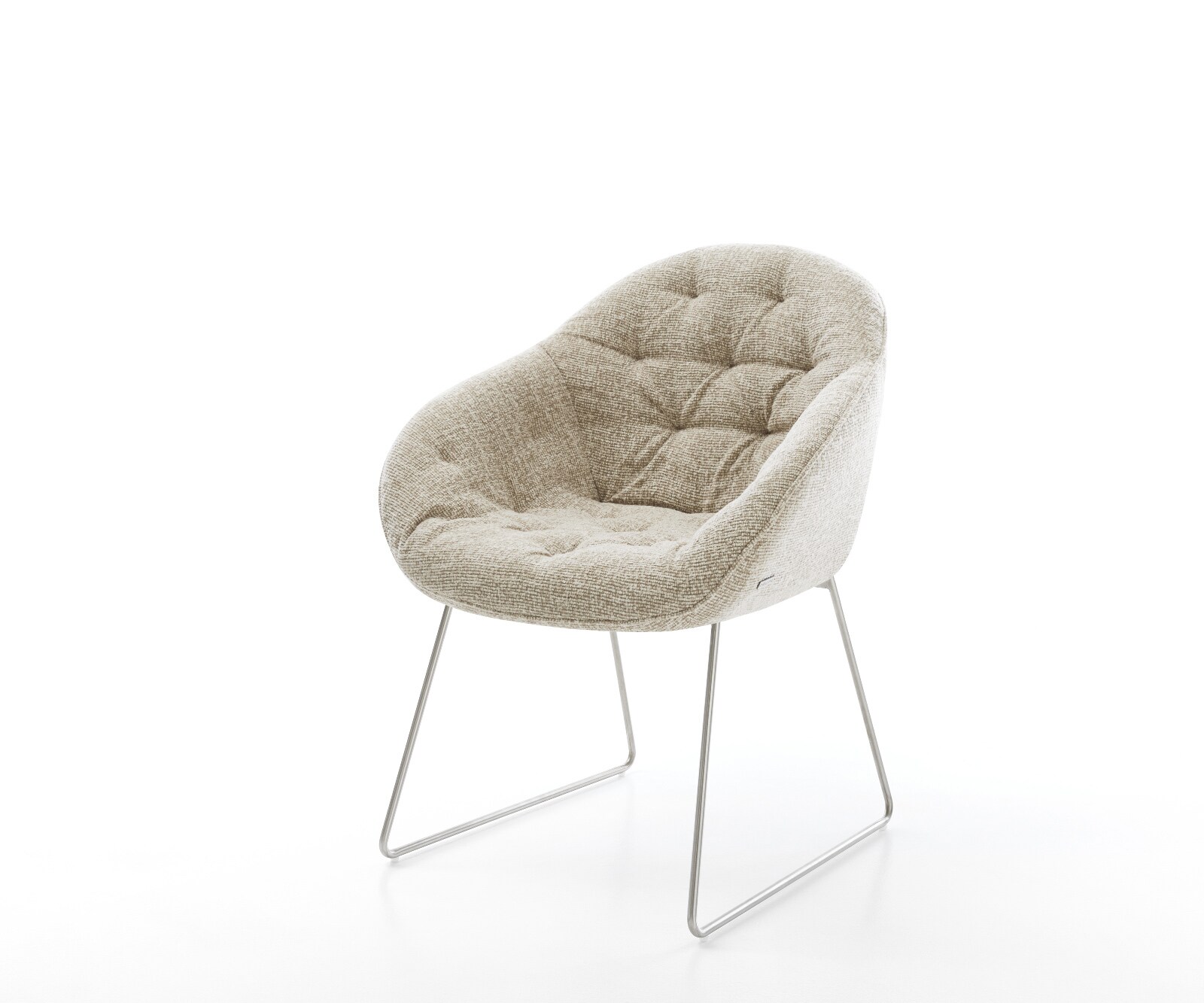 Esszimmerstuhl Gaio-Flex Webstoff Soft Beige Kufengestell Edelstahl 1