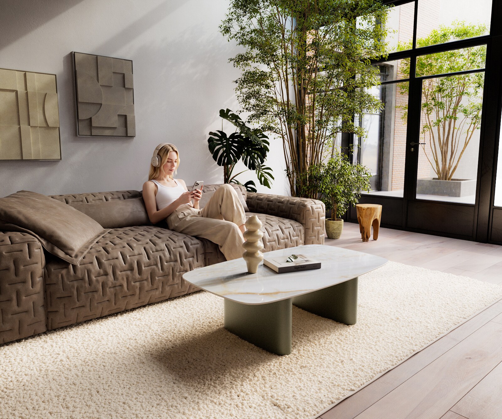 Couchtisch Edge Boot 120x70 cm Keramik Onyx Pearl Ovada Effektfinish Titan 6