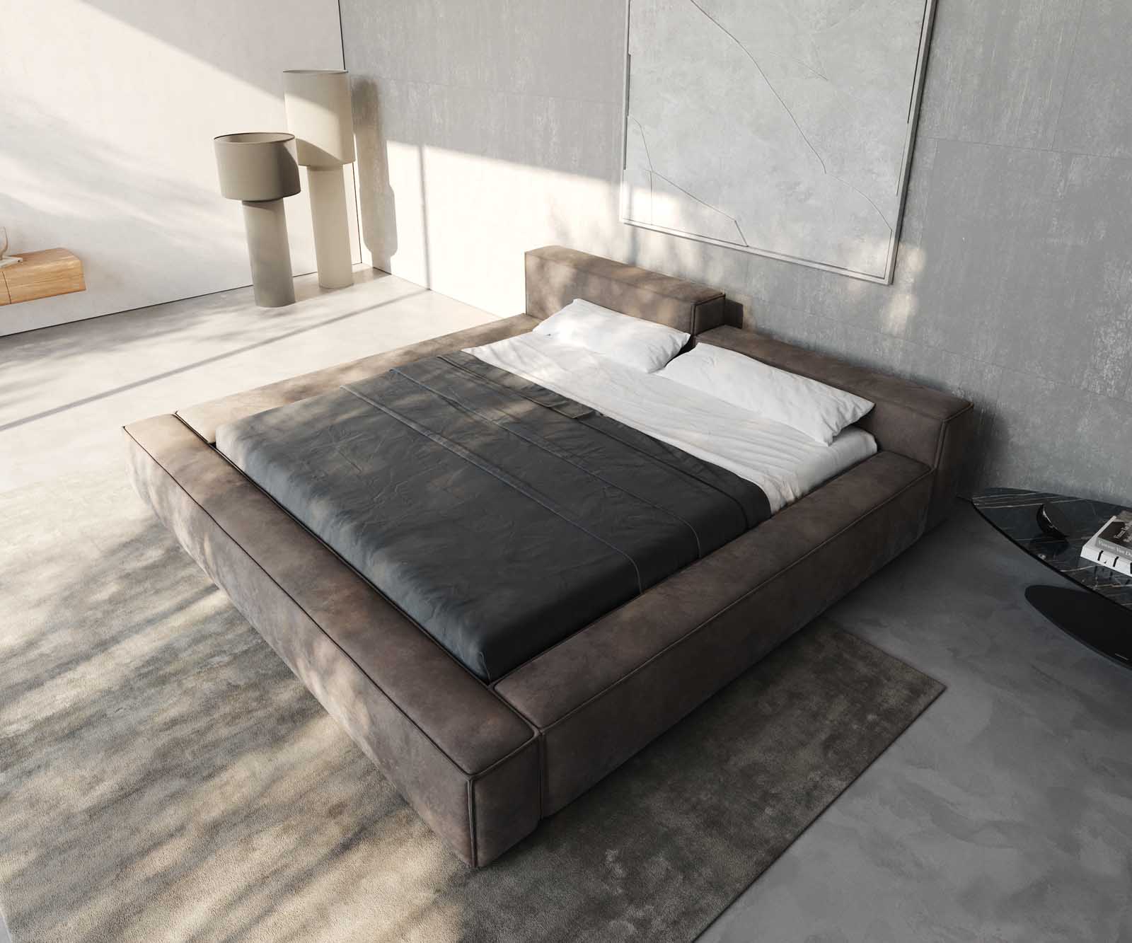 Polsterbettgestell Kalinea 180x200 cm Mikrofaser Taupe Vintage 4 Polsterbettgestell Kalinea 180x200 cm Mikrofaser Taupe Vintage 4