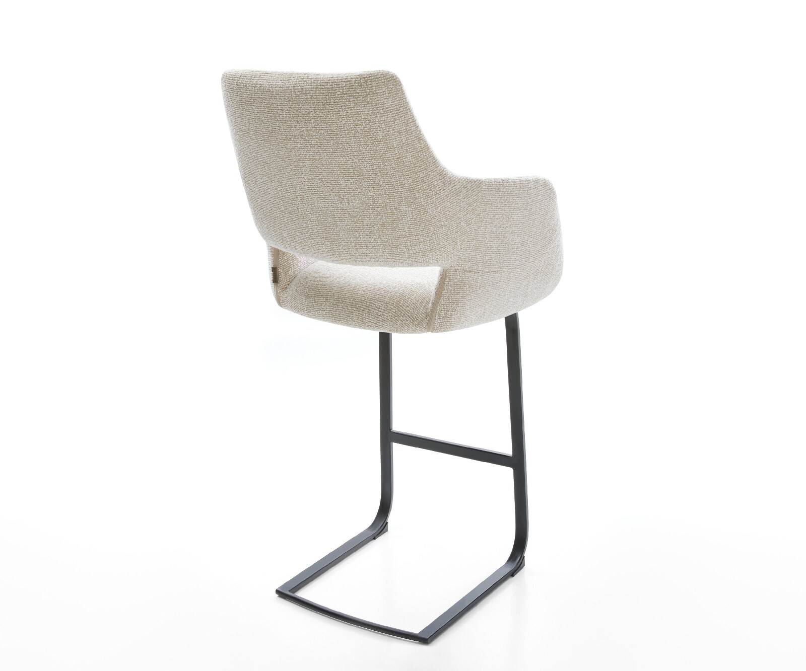 Chaise-de-bar Yago-Flex Tissu tissé doux Beige Pied cantilever plat noir Noir Ressort ensaché 4
