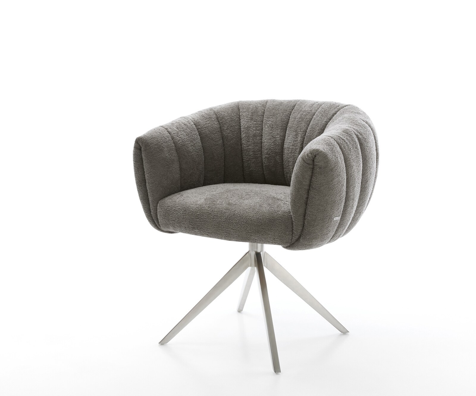 Drehstuhl Jada-Flex Bouclé Soft Schlamm Kreuzgestell breit Edelstahl 360° drehbar Wippfunktion Taschenfederkern 1