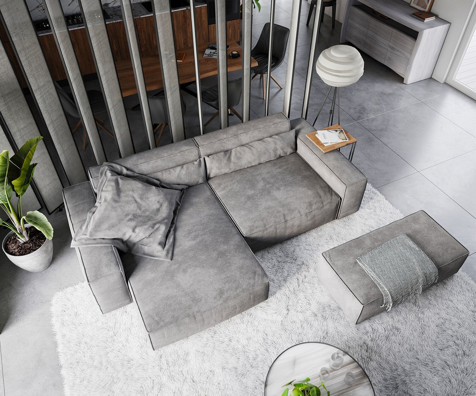 Ecksofa Sirpio XL 270x170 cm Mikrofaser Taupe Recamiere variabel mit Hocker 3
