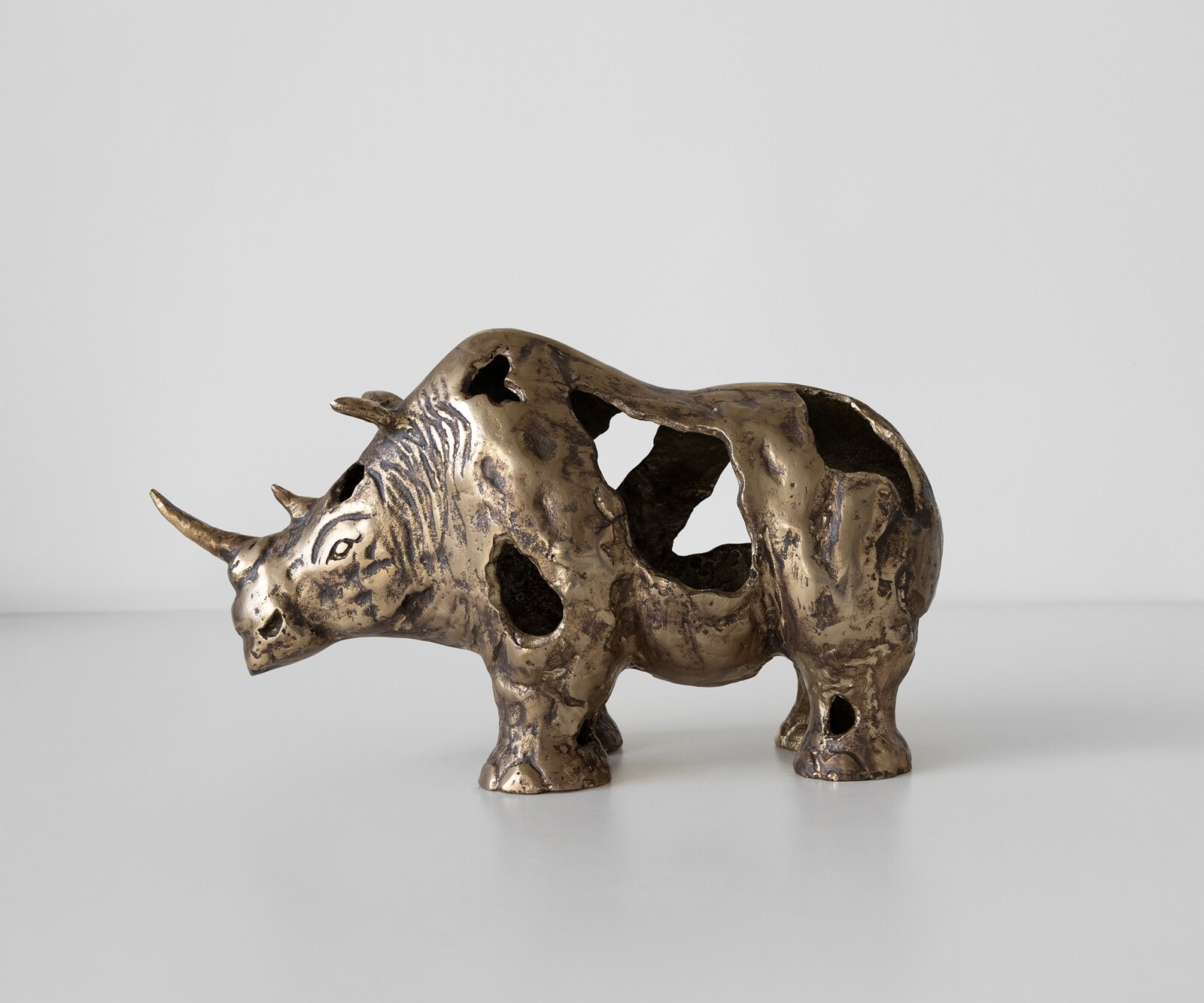 Figur Rinoro B53 x T19 x H30 cm Aluminium Oro Antico Handgemacht 3