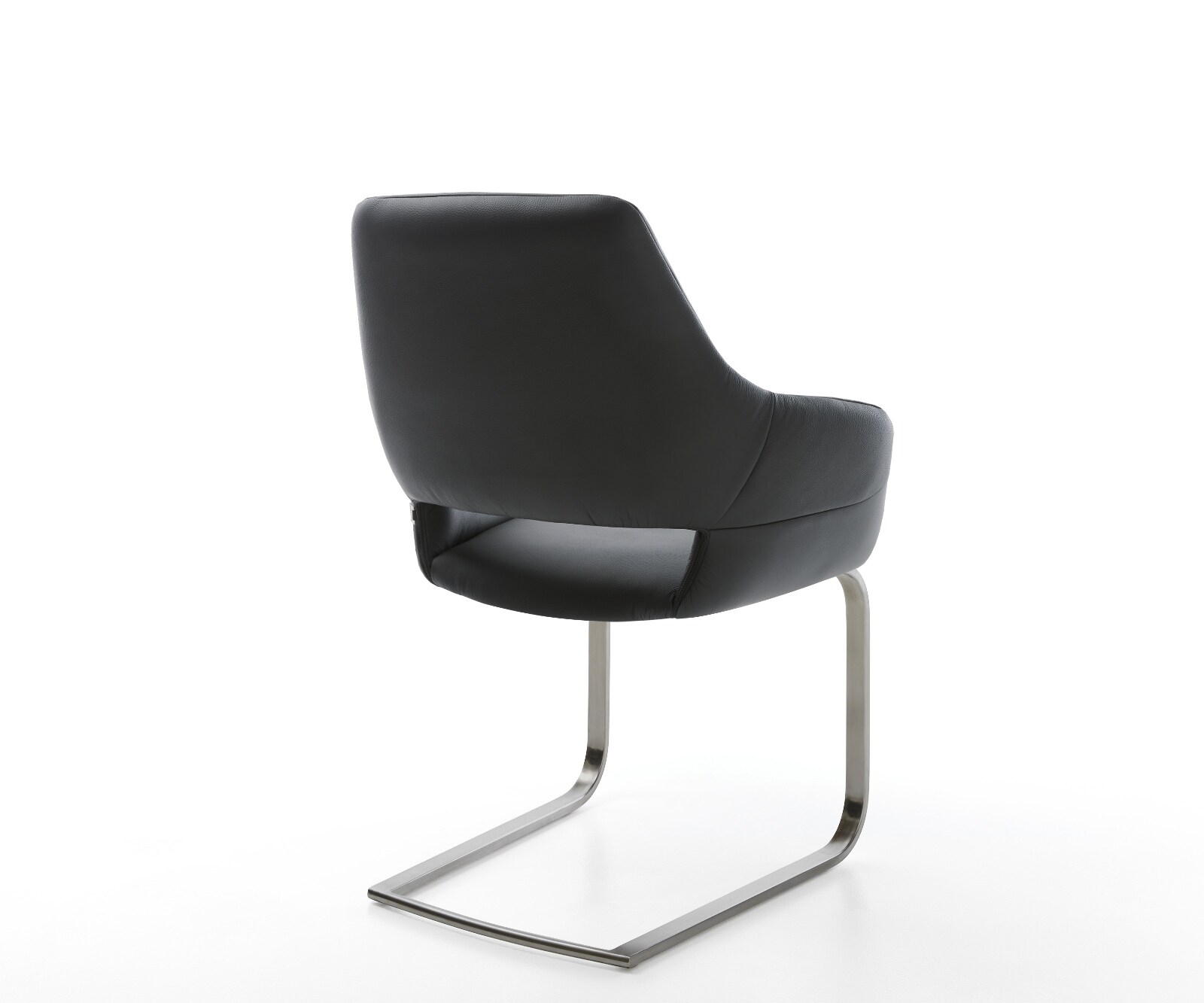 Cantilever Yago-Flex avec accoudoirs cuir de vache noir pied cantilever plat grafiete ressorts ensachés 4
