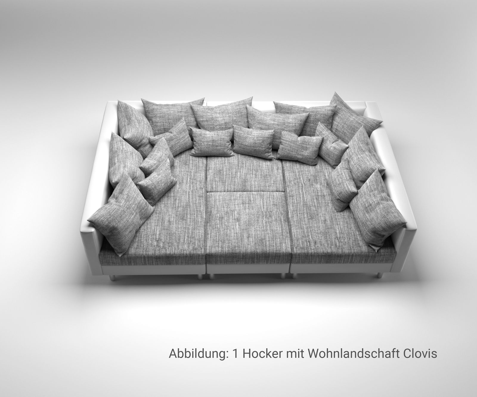 Hocker Clovis B98 x T83 Weiss/Hellgrau Modul Strukturstoff 9