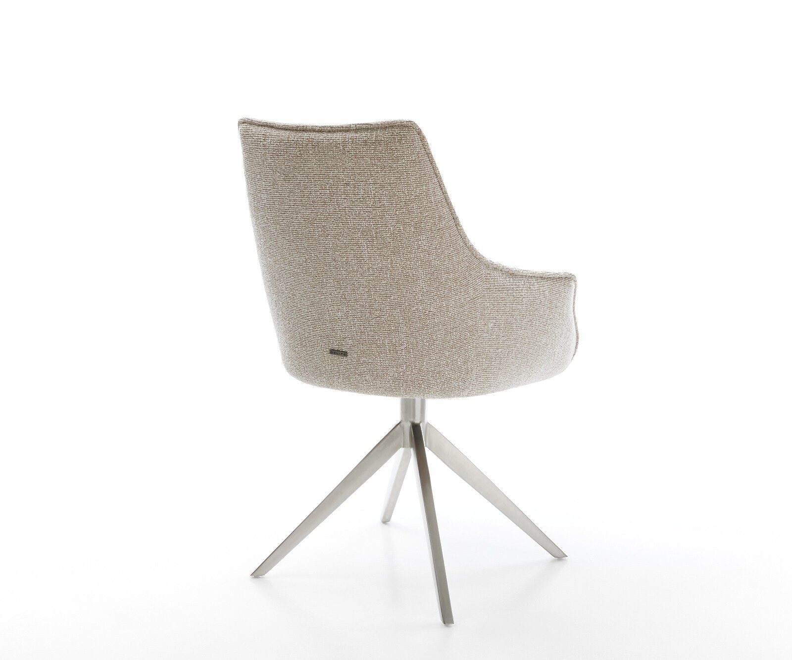 Drehstuhl Alja-Flex mit Armlehnen Webstoff Soft Beige Kreuzgestell breit Edelstahl 360° drehbar Taschenfederkern 4