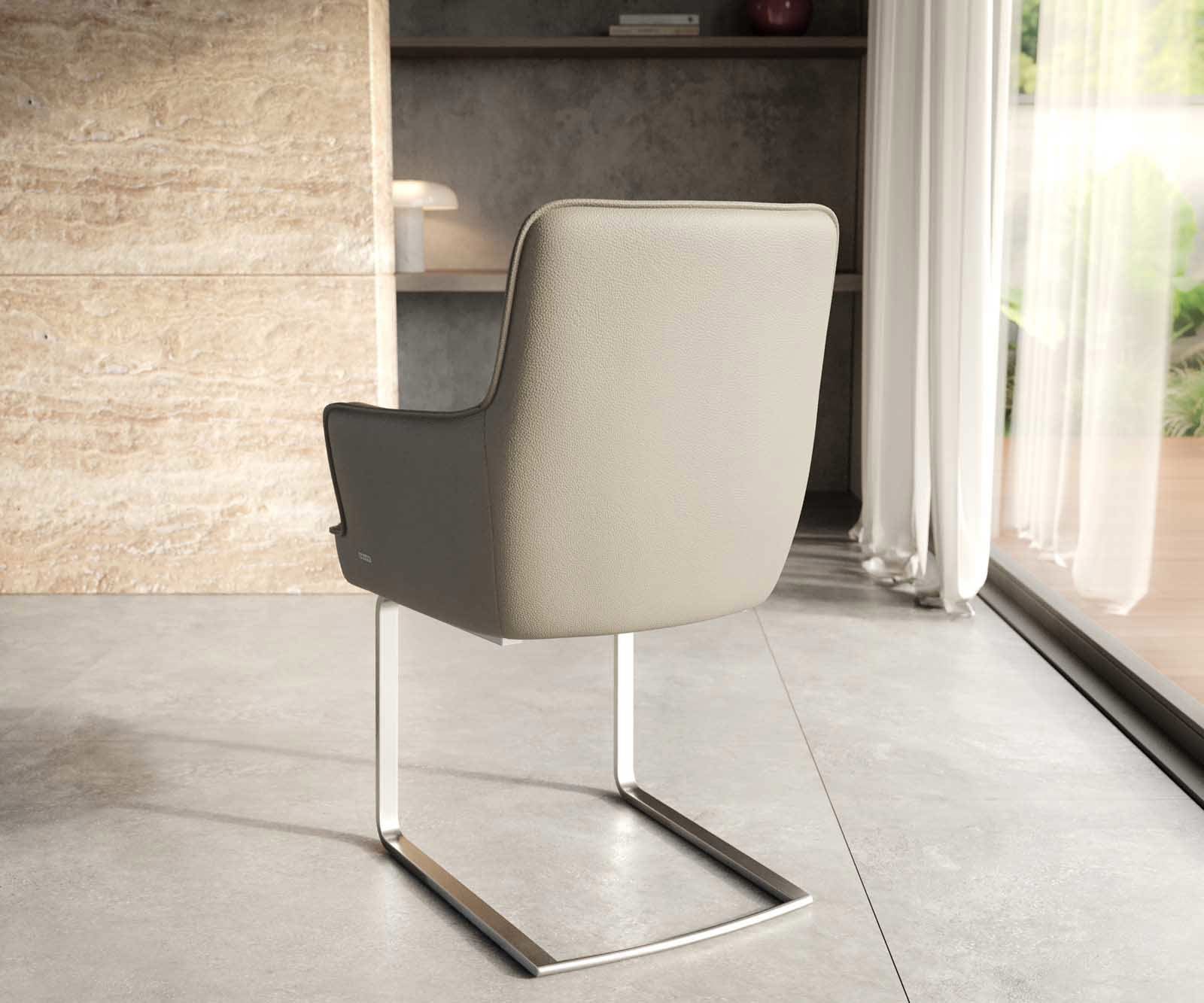 Freischwinger Heira-Flex mit Armlehnen Echt-Leder Schlamm Freischwinger flach Edelstahl Taschenfederkern 3 Freischwinger Heira-Flex mit Armlehnen Echt-Leder Schlamm Freischwinger flach Edelstahl Taschenfederkern 3