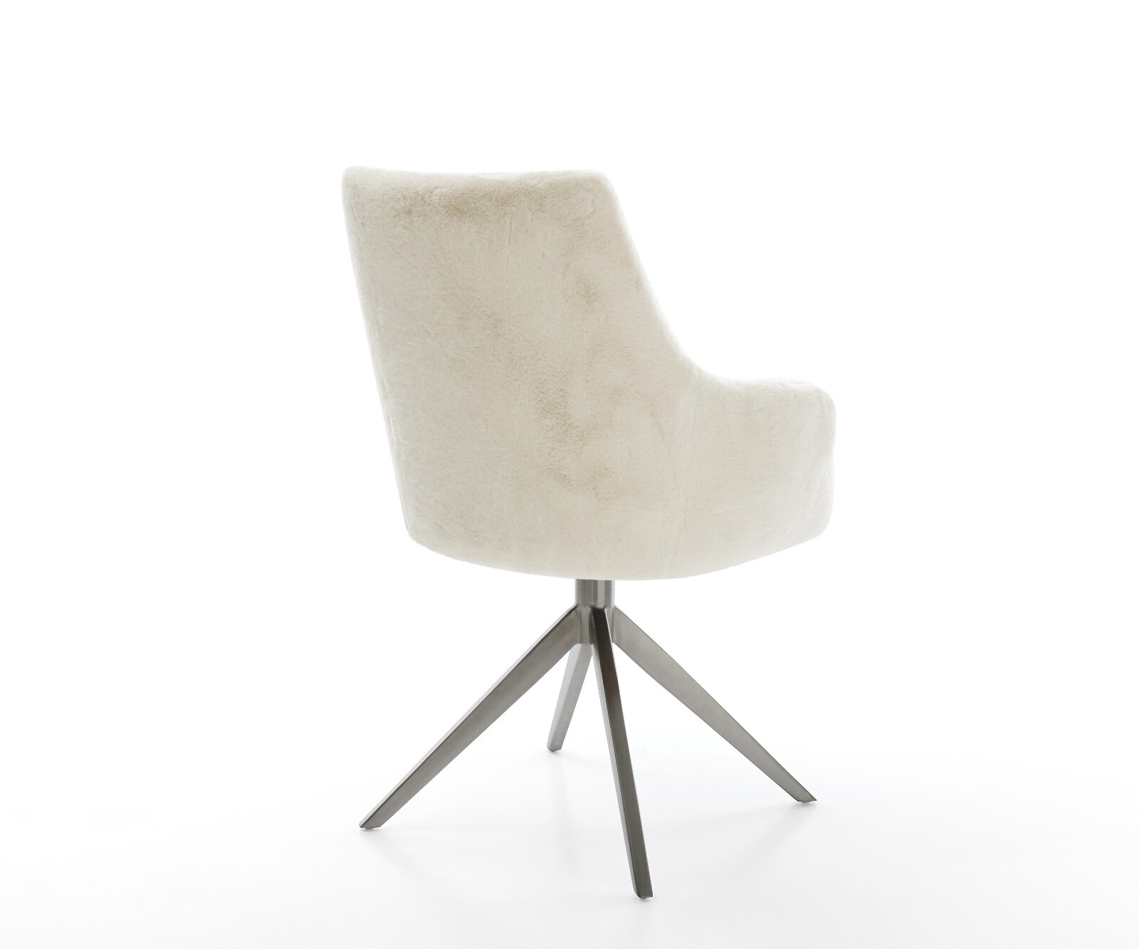 Chaise-pivotante Alja-Flex avec accoudoirs peluche crème-blanc pied croisé large grafiete pivotement sur 360° fonction bascule resorts ensachés 5