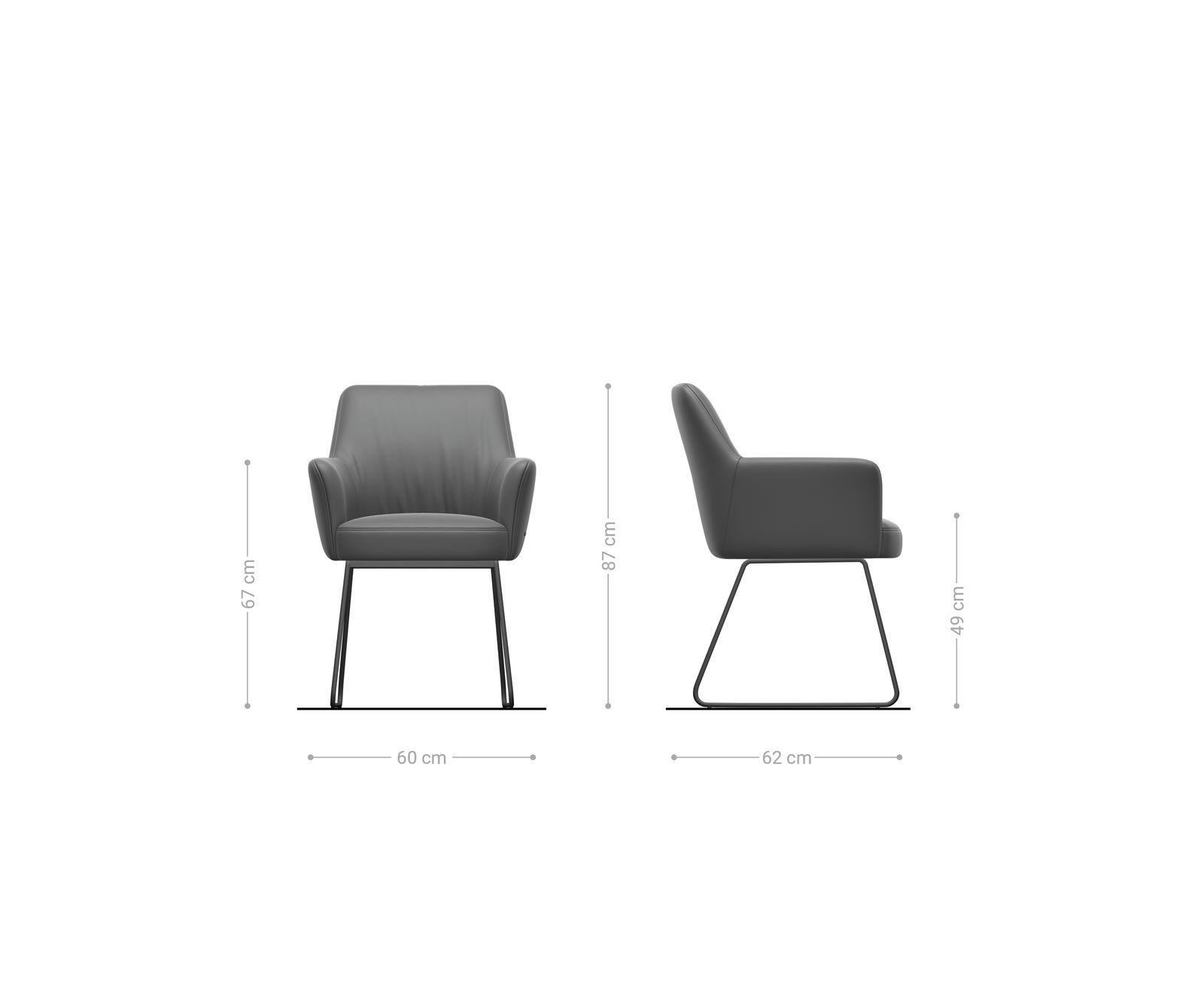 Chaise-de-salle-à-manger Xana-Flex avec accoudoirs microvelours anthracite vintage pied trapèze noir ressorts ensachés 6