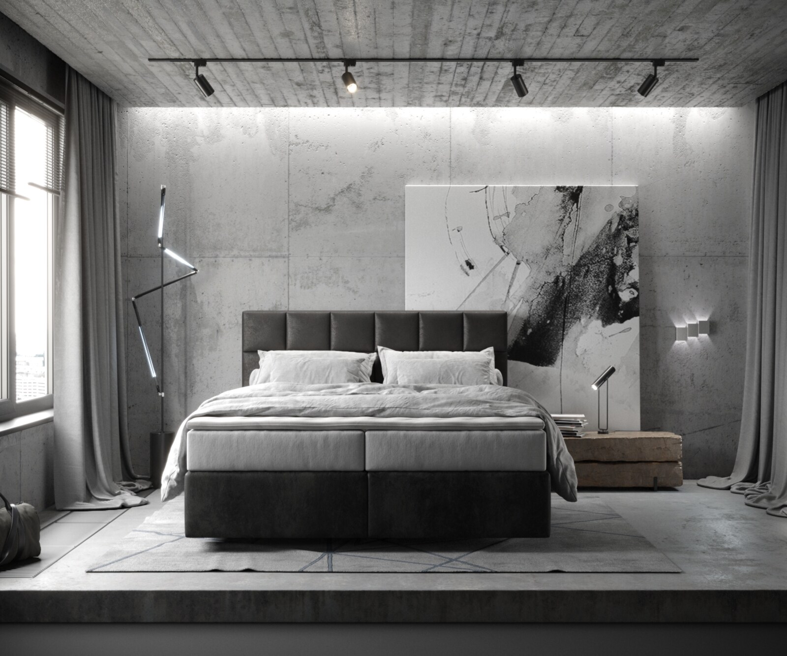 Boxspringbett Dream-Fine 160x200 cm Mikrofaser Anthrazit Vintage mit TFK Matratze und Visco Topper 2