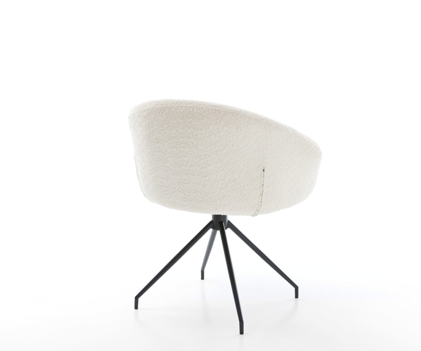 Chaise-pivotante Vinka-Flex avec accoudoirs bouclé blanc pied croisé conique noir pivotement sur 180° ressorts ensachés 5