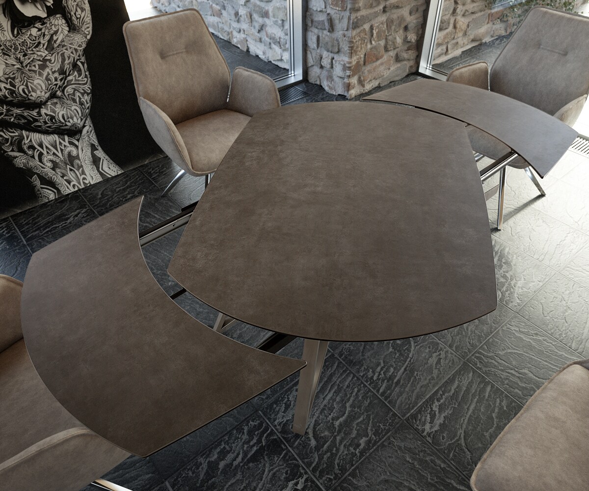 Table-manger Carlow 130/200x95 cm céramique marron acier inoxydable extensible 3