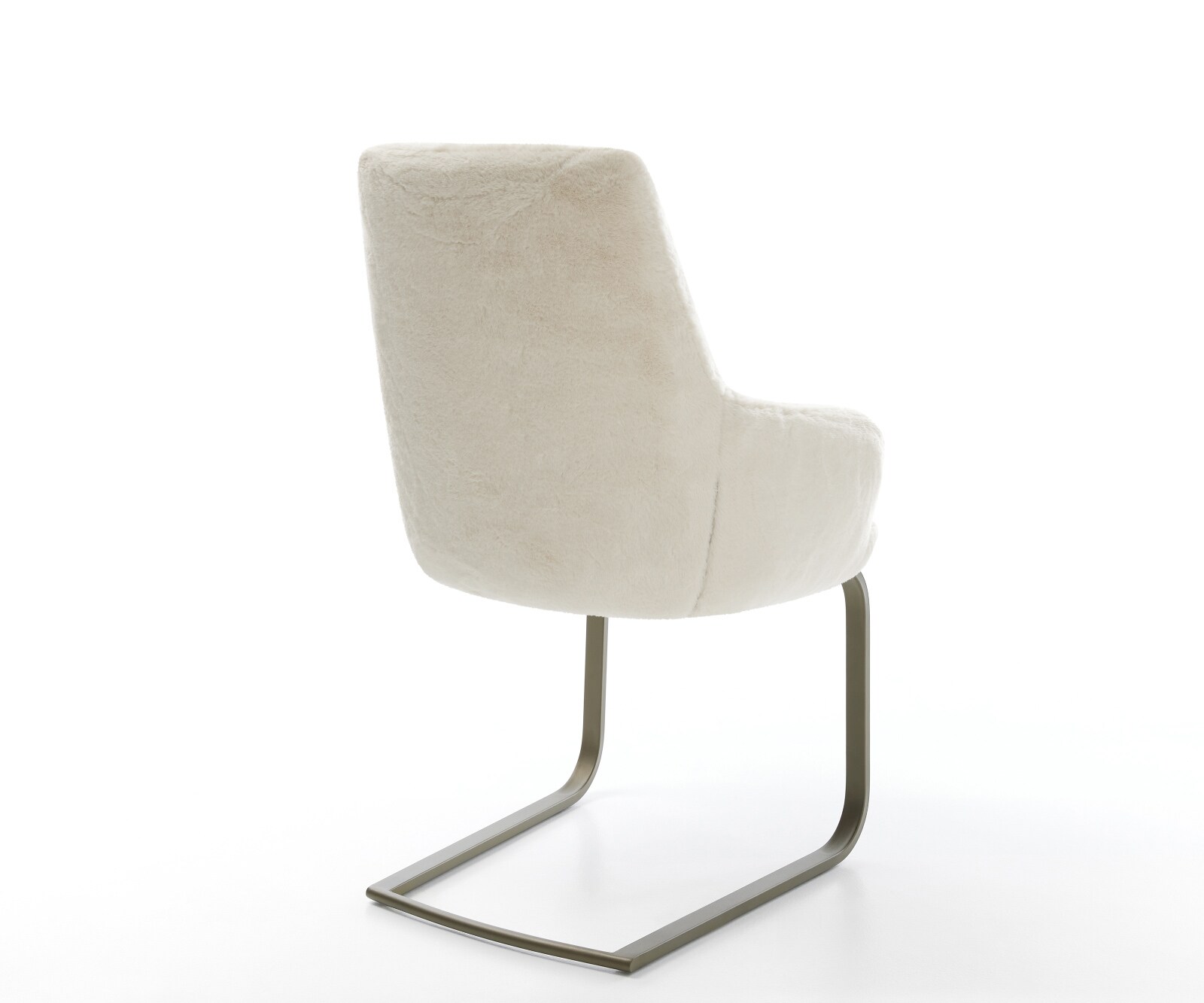 Cantilever Zelia-Flex avec accoudoirs peluche crème-blanc pied cantilever plat aspect titane ressorts ensachés 5