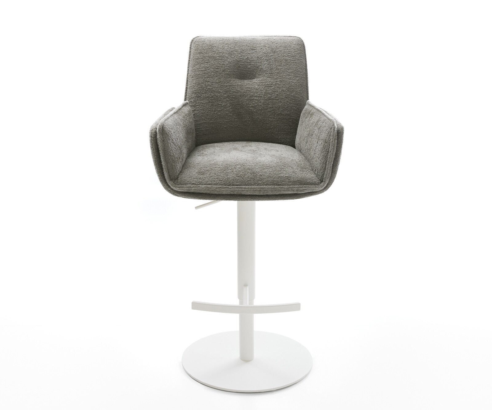 Barstuhl Nela-Flex Bouclé Soft Schlamm Drehfuß höhenverstellbar Metall Weiß 1