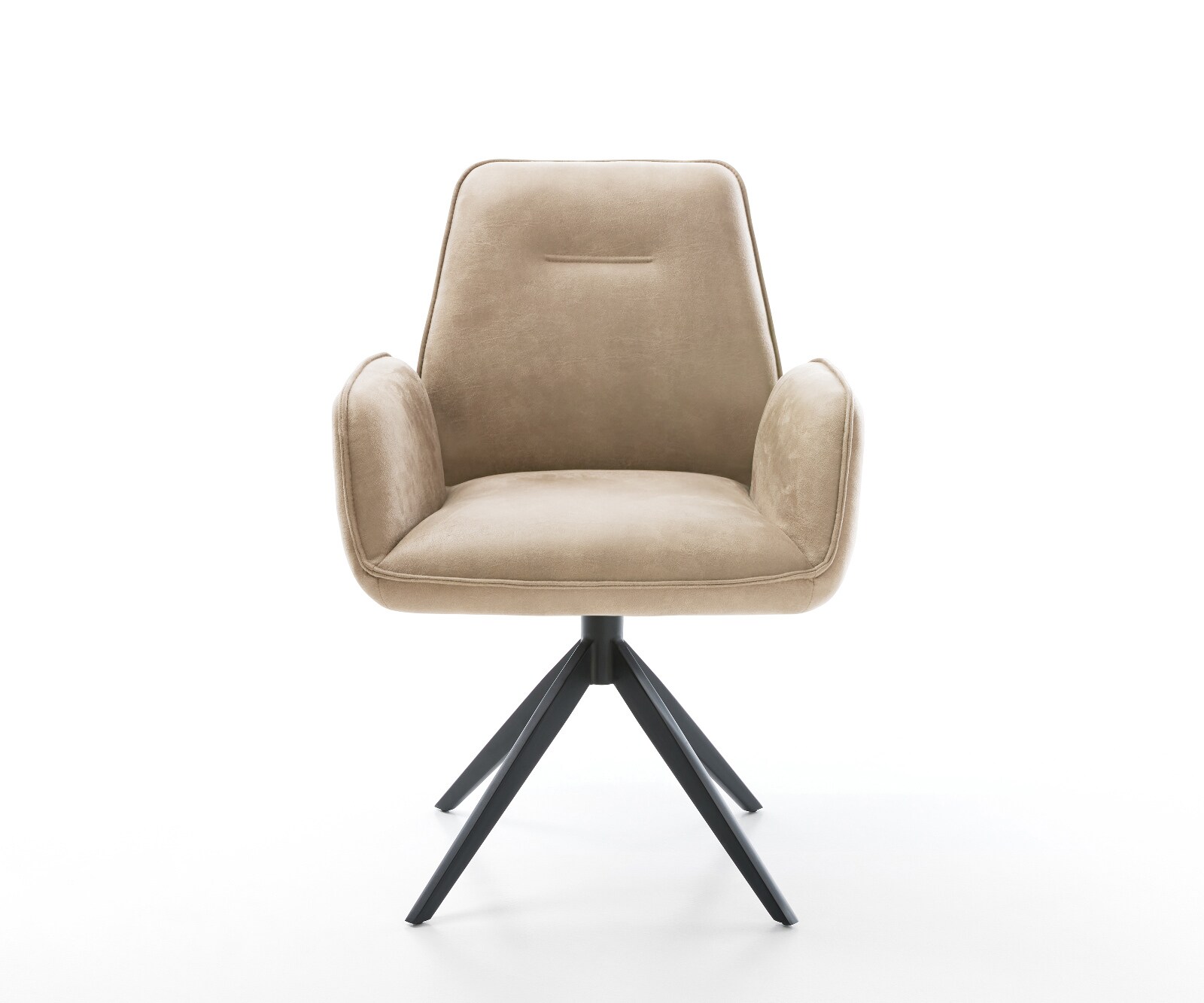 Drehstuhl Clea-Flex Mikrofaser Taupe Vintage Kreuzgestell breit Schwarz 360° drehbar Wippfunktion 2
