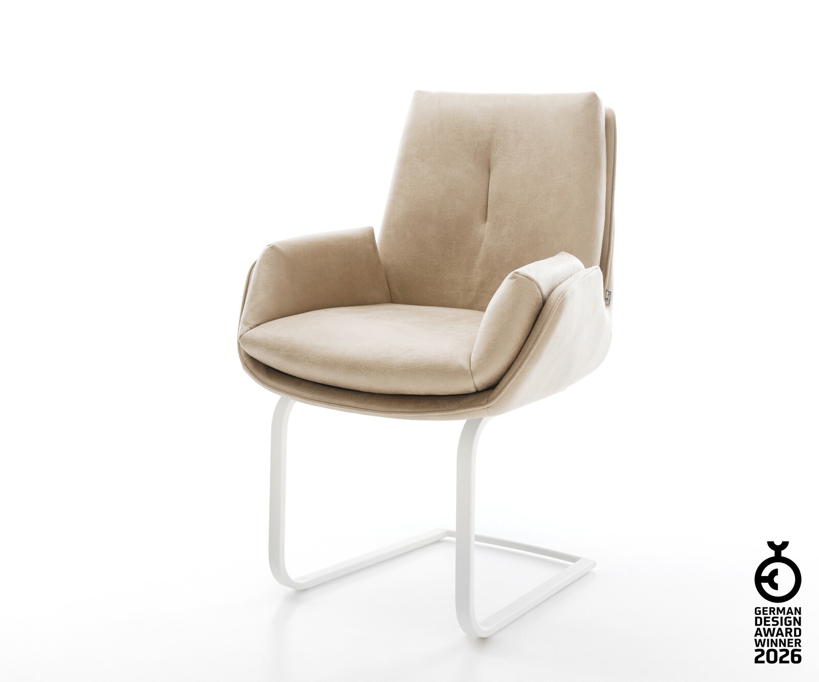 Cantilever Clea-Flex microfibre beige vintage pied cantilever plat blanc 1